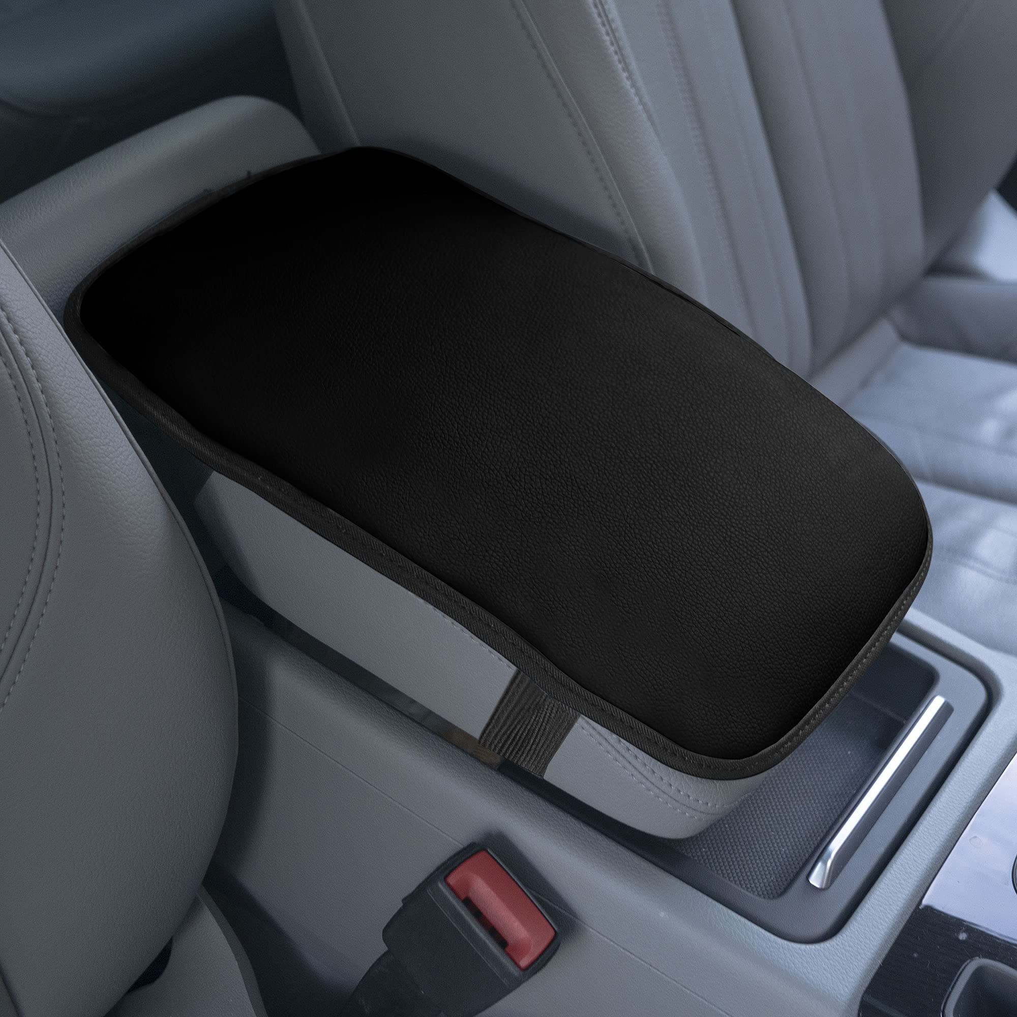 Fh Group Faux Leather Center Console Armrest Cushion, Luxury Seat Box Cover Protector Fits Most Cars, Suvs, And Trucks Black