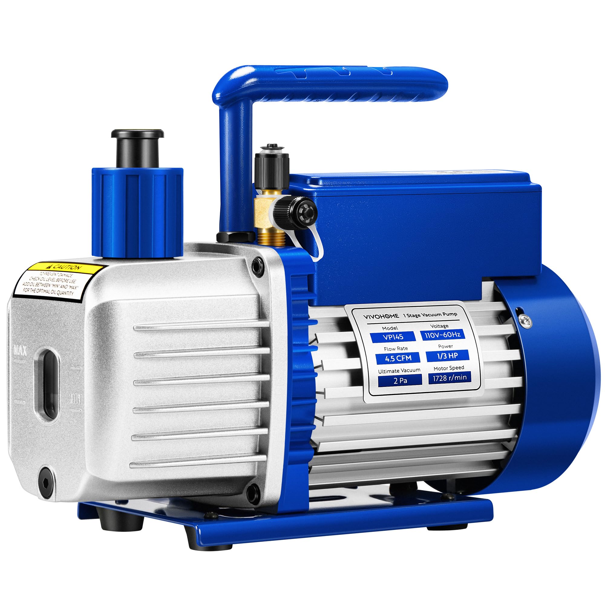 VIVOHOME 1/3 HP 4.5 CFM 1 Stage A2L HVAC Vacuum Pump, Sparkless Motor for R32 R1234yf R454B R134a R22 R410a Systems, Auto AC Vac