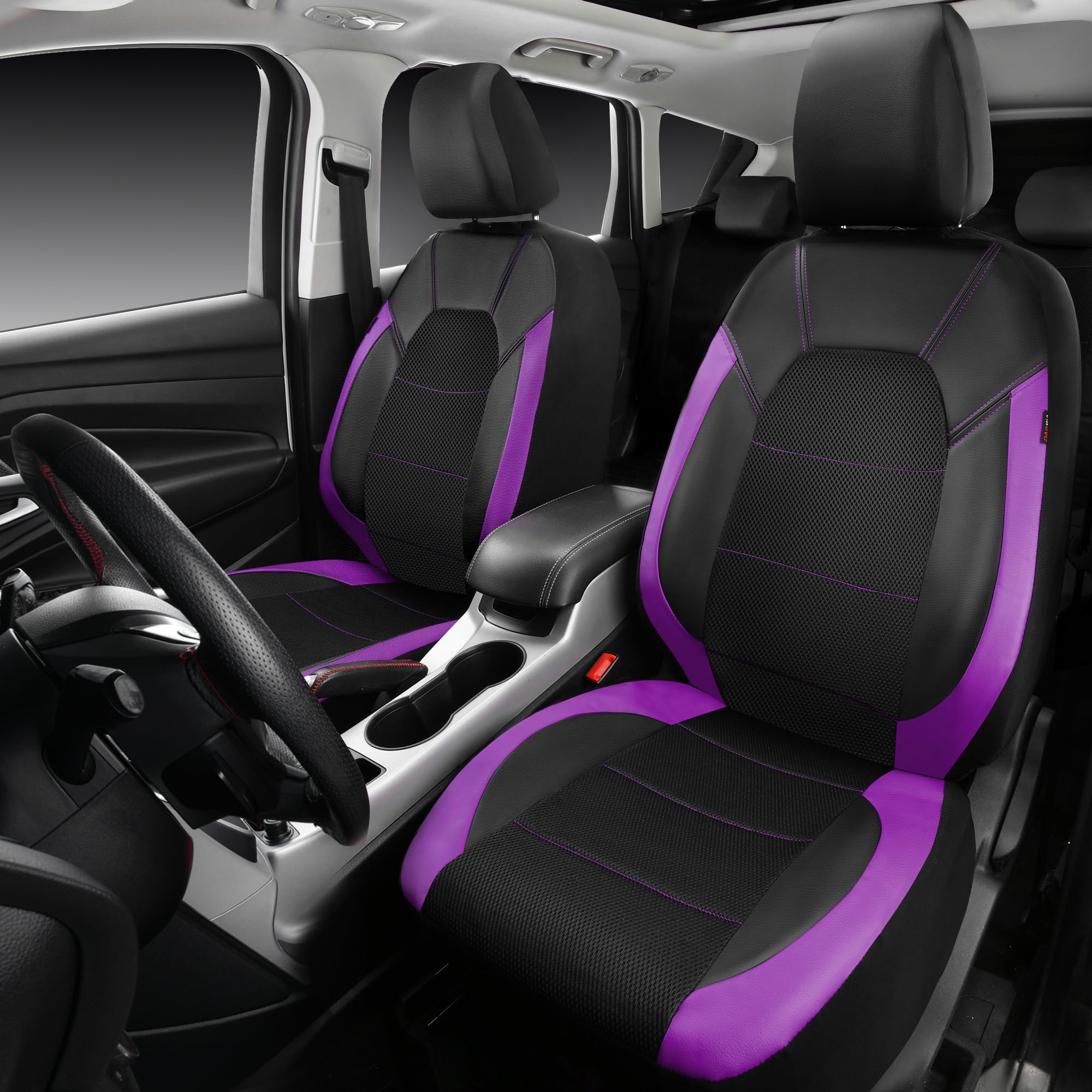 Car Pass Leather Seat Covers, Breathable Universal Car Seat Cover Full Set For Cute Women Girly,Super 5Mm Composite Sponge Insid