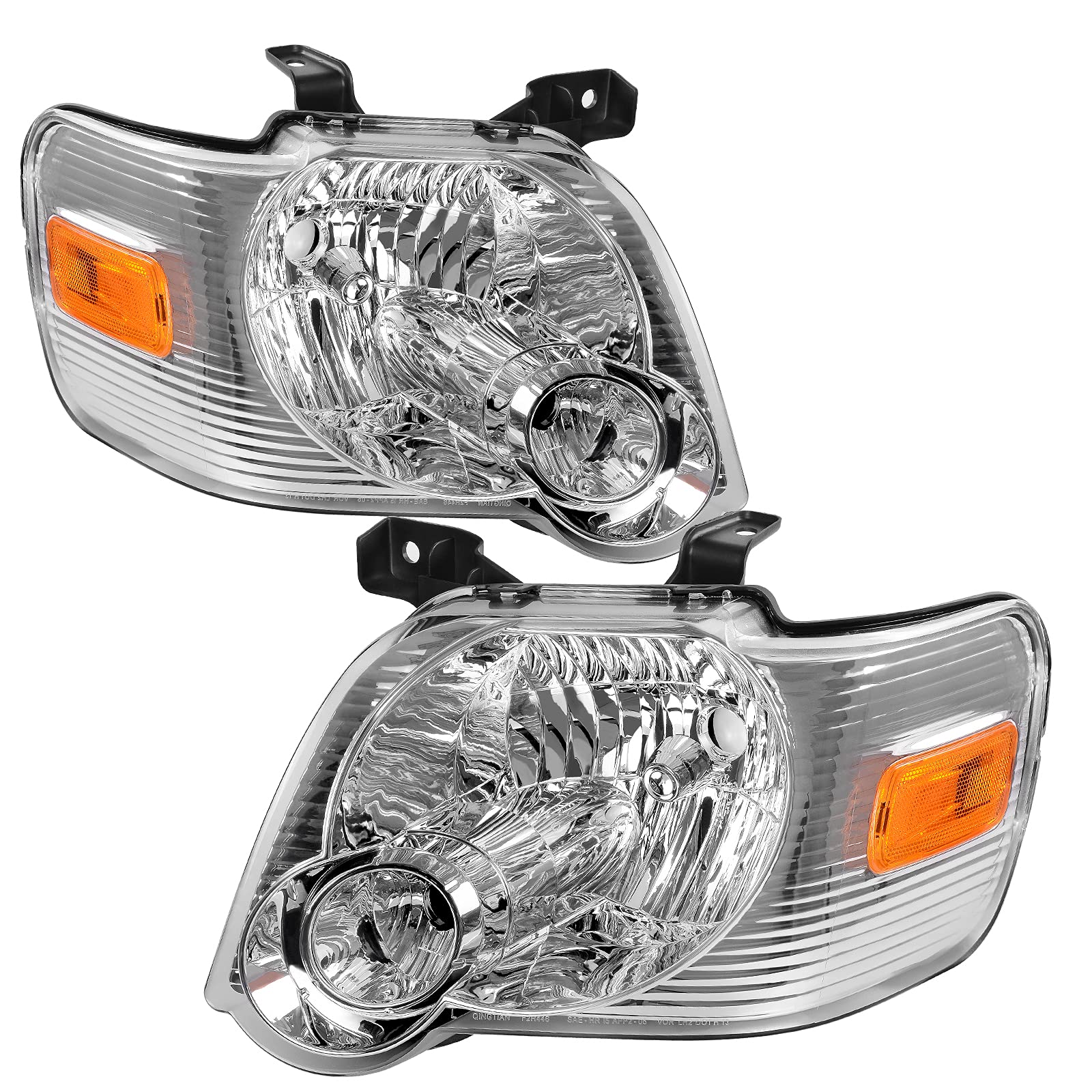 AUTOSAVER88 Headlight Assembly Compatible with 2006-2010 Ford Explorer 2007-2010 Ford Explorer Sport Trac Chrome Housing with Am