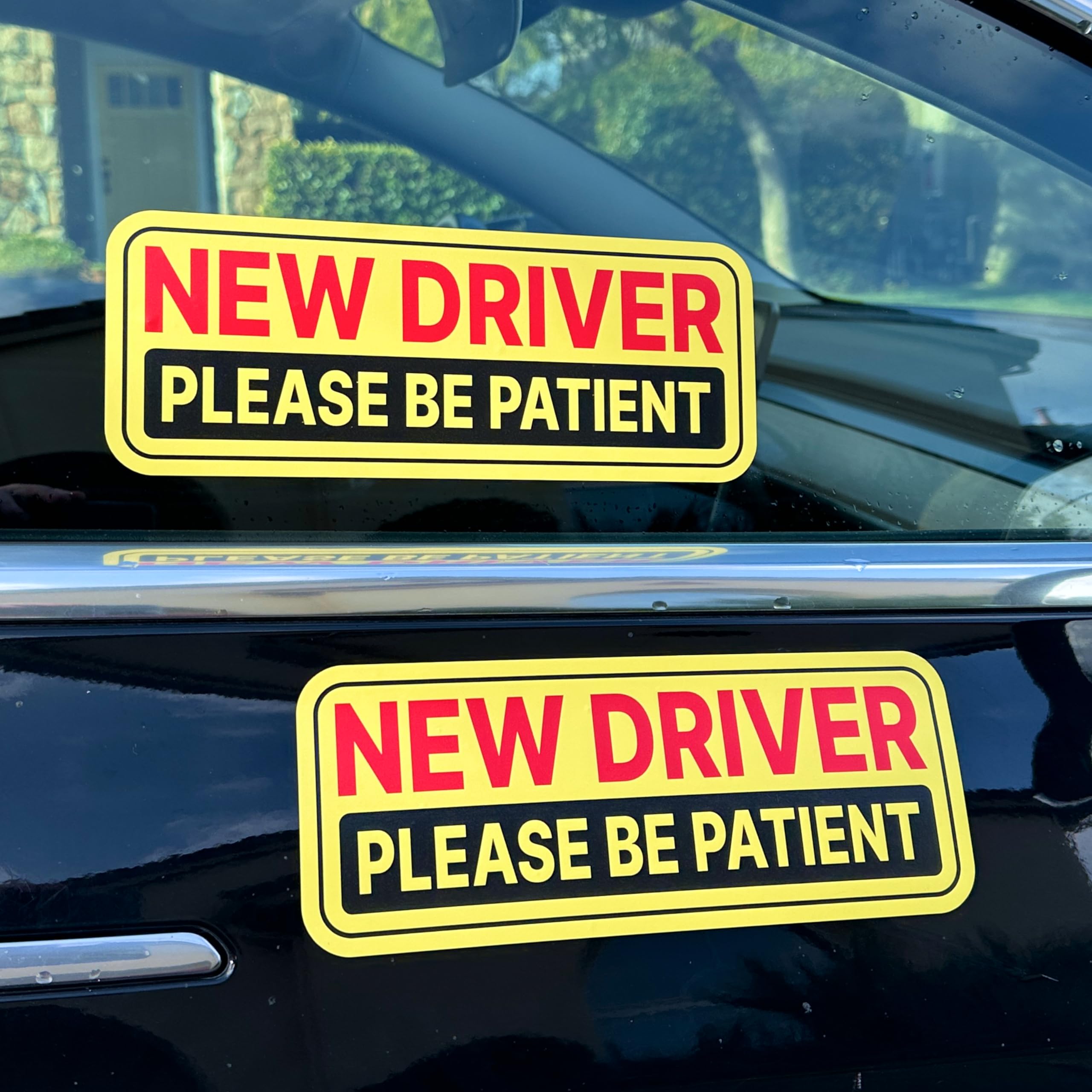 Stickios Non-Magnetic New Driver Stickers - Removable Vinyl Decals for Cars & Windows - Made in USA (10.75x4 inches, 2-Pack)