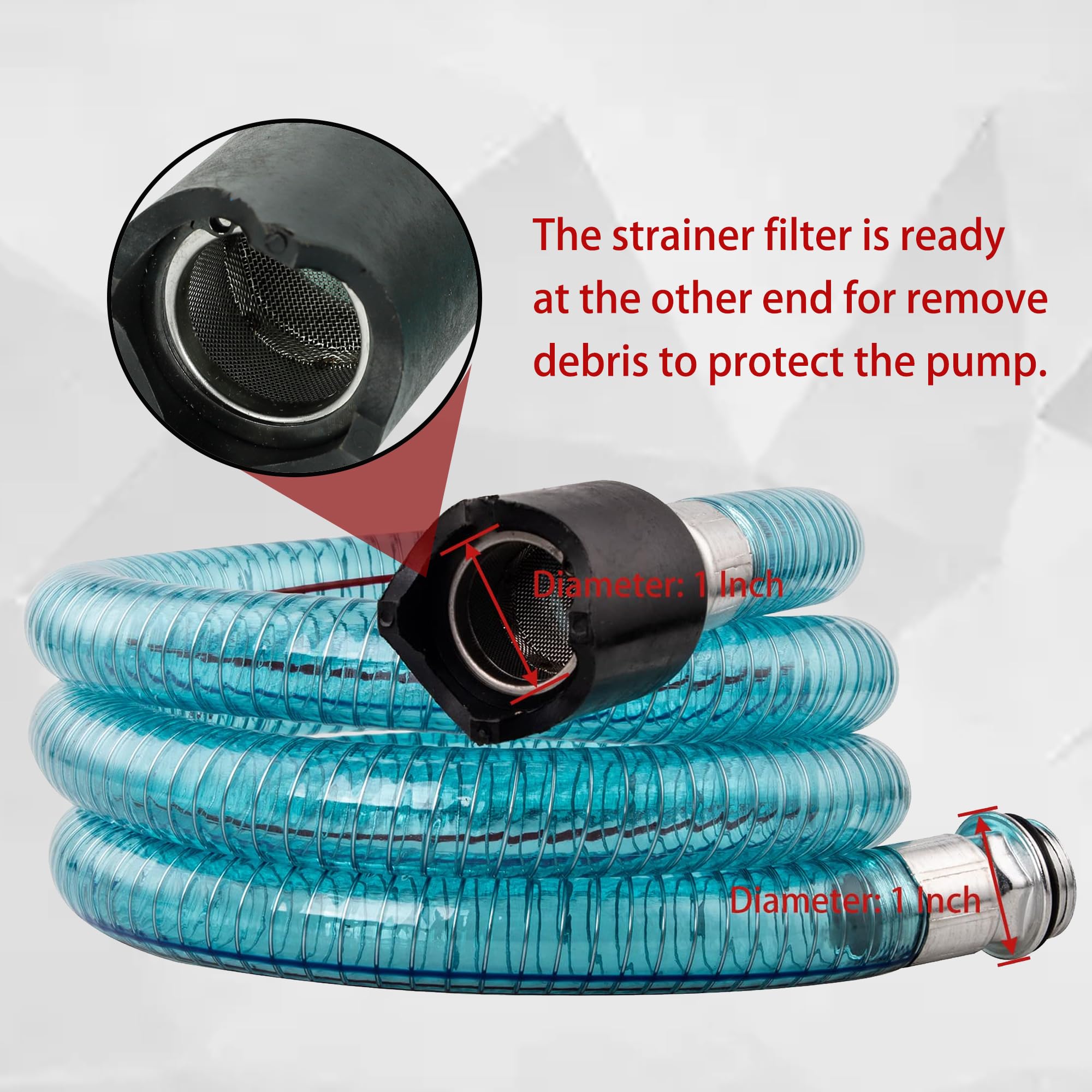 1 Inch Fuel Transfer Hose, Fuel Hose 1'' X 6' (2 M) For Fuel Transfer Pump With Threaded Couplings Oil Diesel Kerosene Transfer
