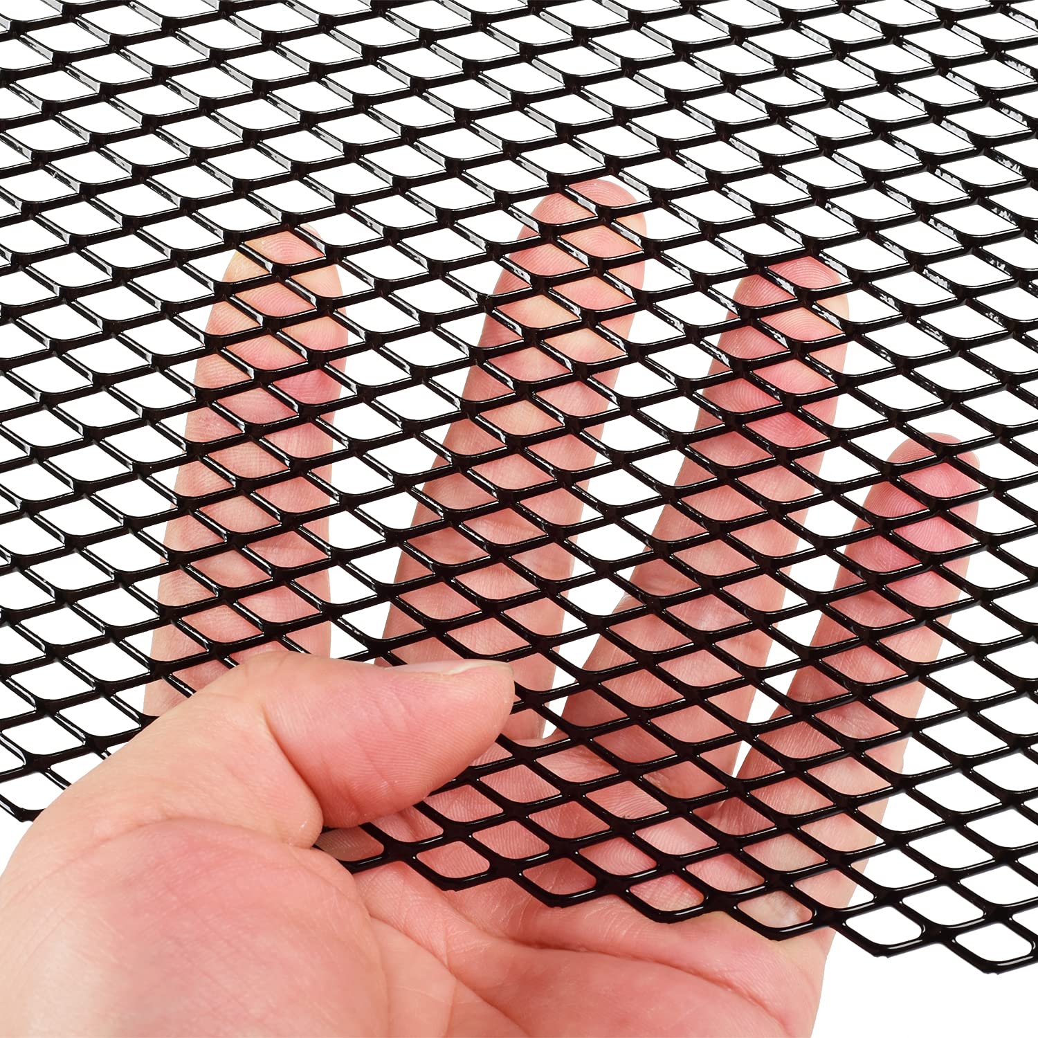 AggAuto Aluminum Car Grill Mesh Insert, 40"x13", Black, 6x12mm Rhombic Holes, Multifunctional Automotive Grille Bumper Accessory