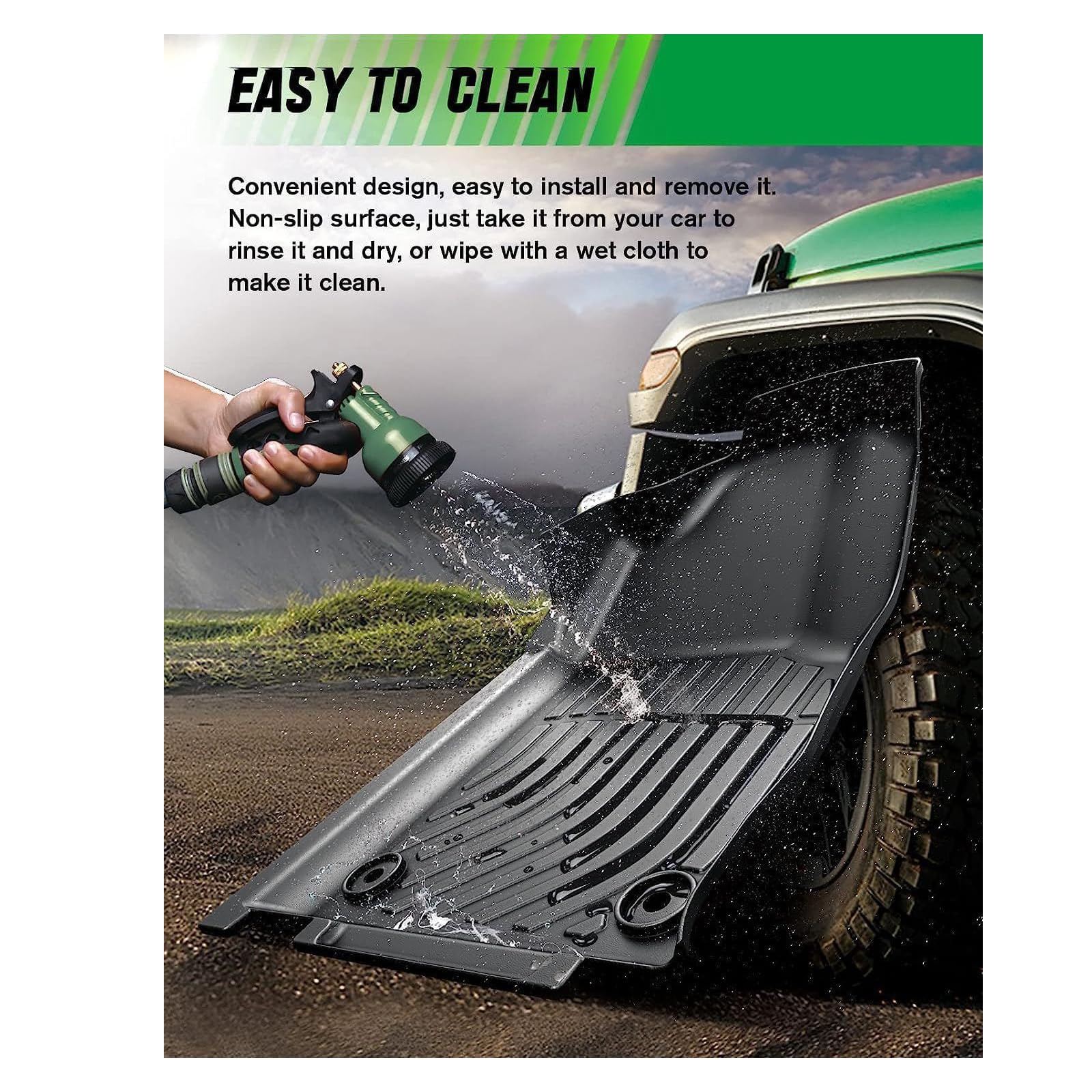 Viwik Floor Mats For Toyota Tacoma 2018 2019 2020 2021 2022 2023 (Only For Double Cab) Automotive All Weather Custom Fit Floor L