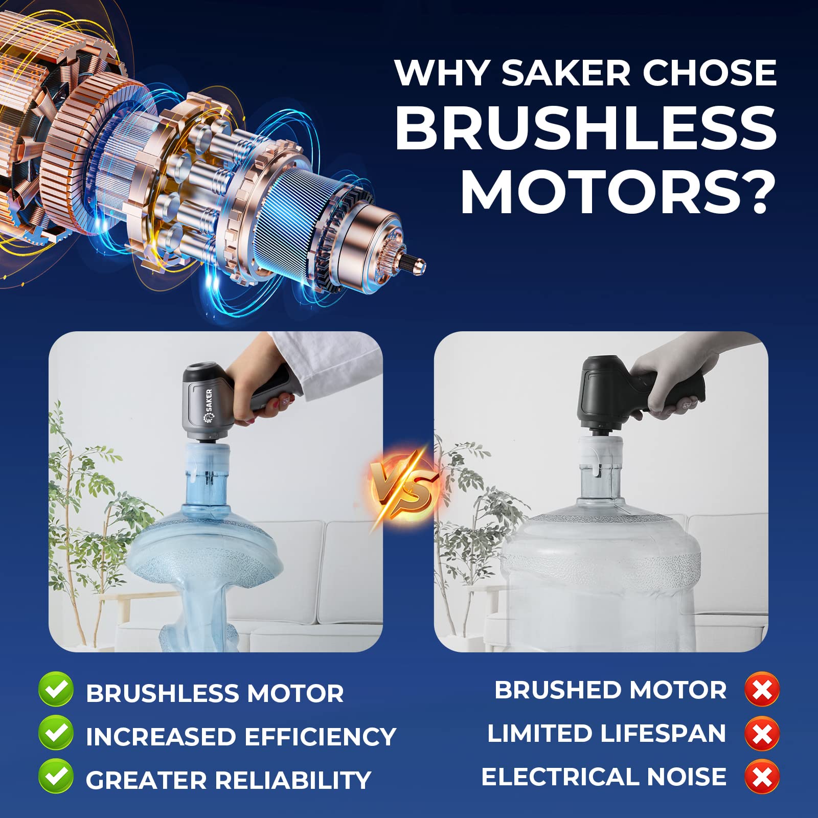 Saker Car Vacuum Portable Cordless For Car 12000Pa,3 In 1 Handheld Car Vacuum With Brushless Motor For Car, Office And Home Clea