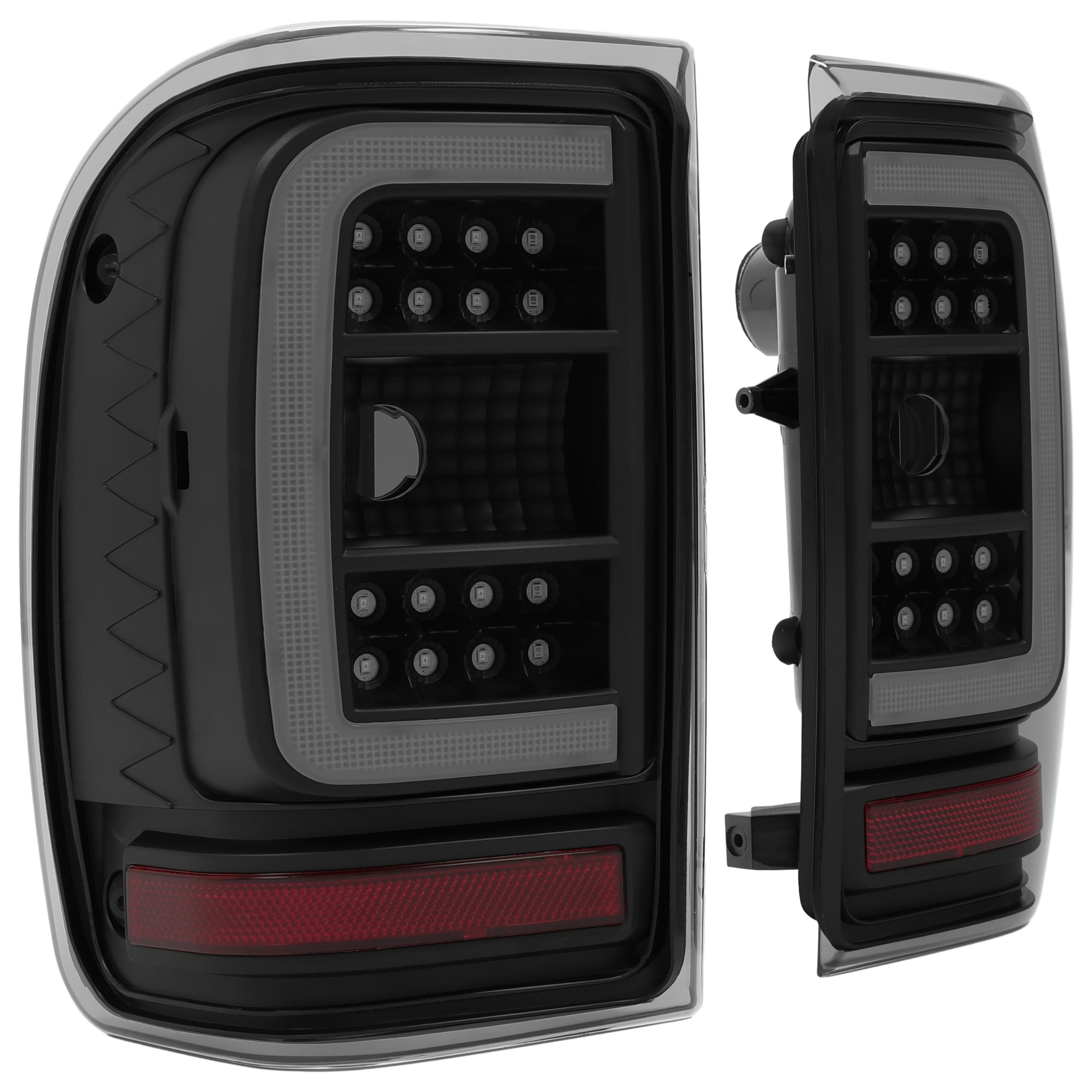 Hecasa Tail Lights Compatible With 2001-2011 Ford Ranger C-Type Led Tube Rear Brake Tail Lamps Assembly Driver And Passenger Side (Smoke Lens Black Housing)
