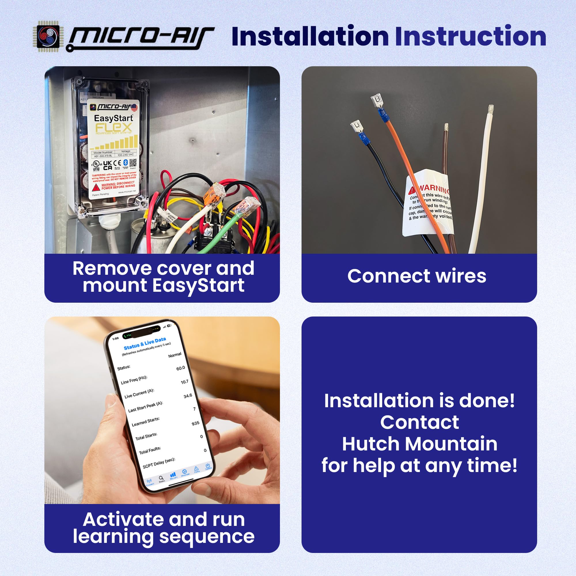 MICRO-AIR EasyStart FLEX 398 - Bluetooth Soft Start Kit for Home Air Conditioner, RV & Commercial Use, Works with Generators, Re