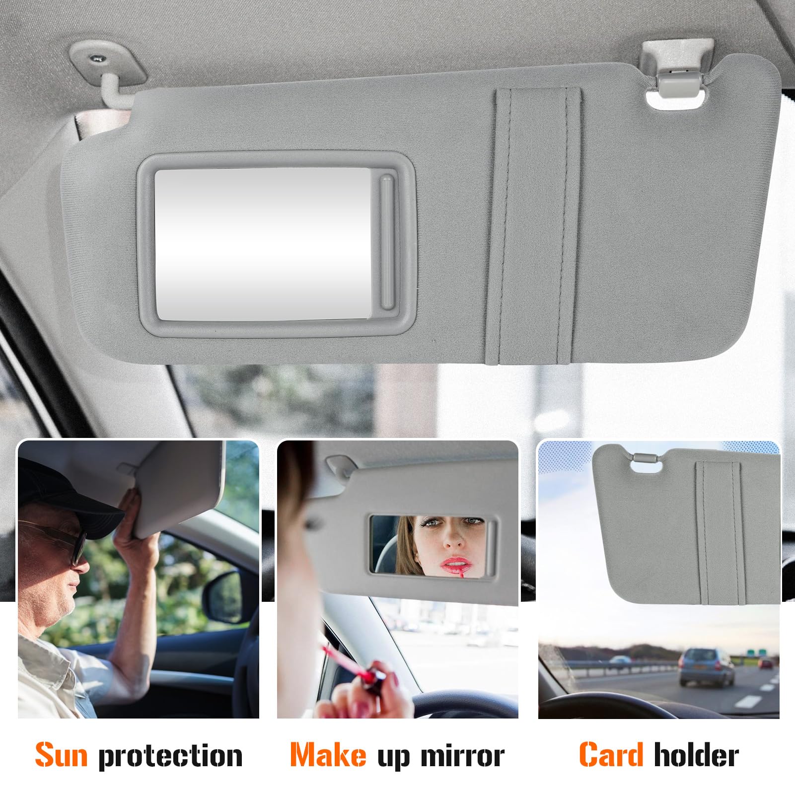 AEagle Left & Right Sun Visor Set for Toyota Camry 2007-2011, Gray, Sunroof, Cotton, Driver & Passenger Side Replacement