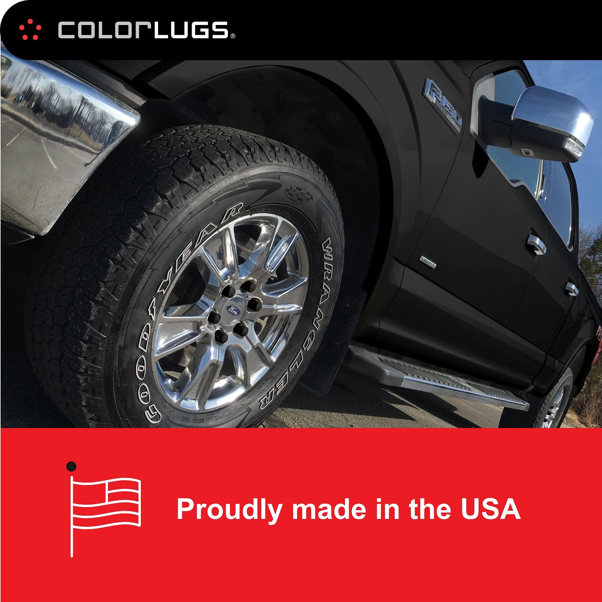AUTOMOTIVATED ColorLugs Vinyl Lug Nut Cover - Black, Fits 21-23 mm, Pack of 25, Includes Deluxe Extractor, Made in the USA