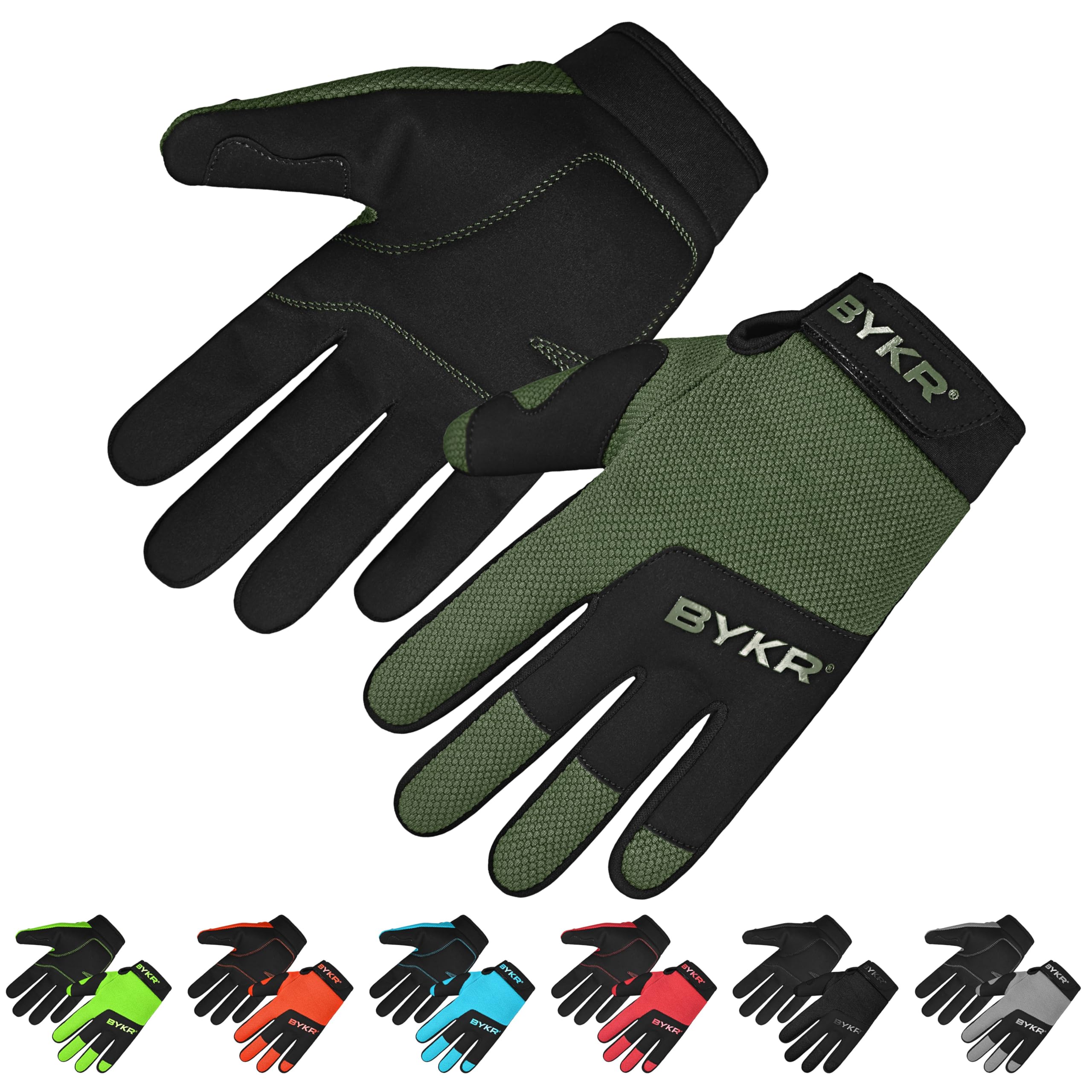 Bykr All-Weather Motorcycle Gloves For Men & Women - Protection For Dirt Bike, Bmx, Mx, And Atv Riding - Mil Green 3Xl