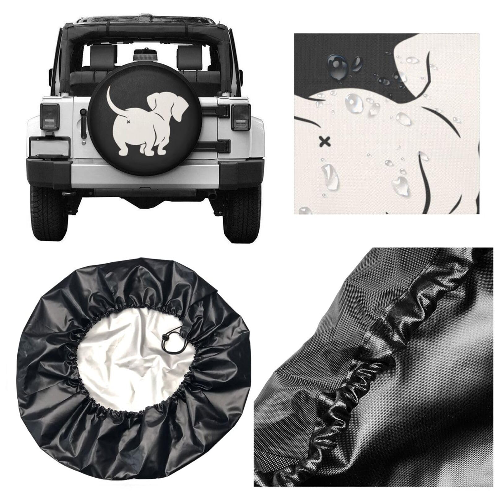 Cute Dachshund Sausage Dog Spare Tire Cover Universal Weatherproof Tire Wheel Covers UV Sun Protection Wheel Tire Protector Wate