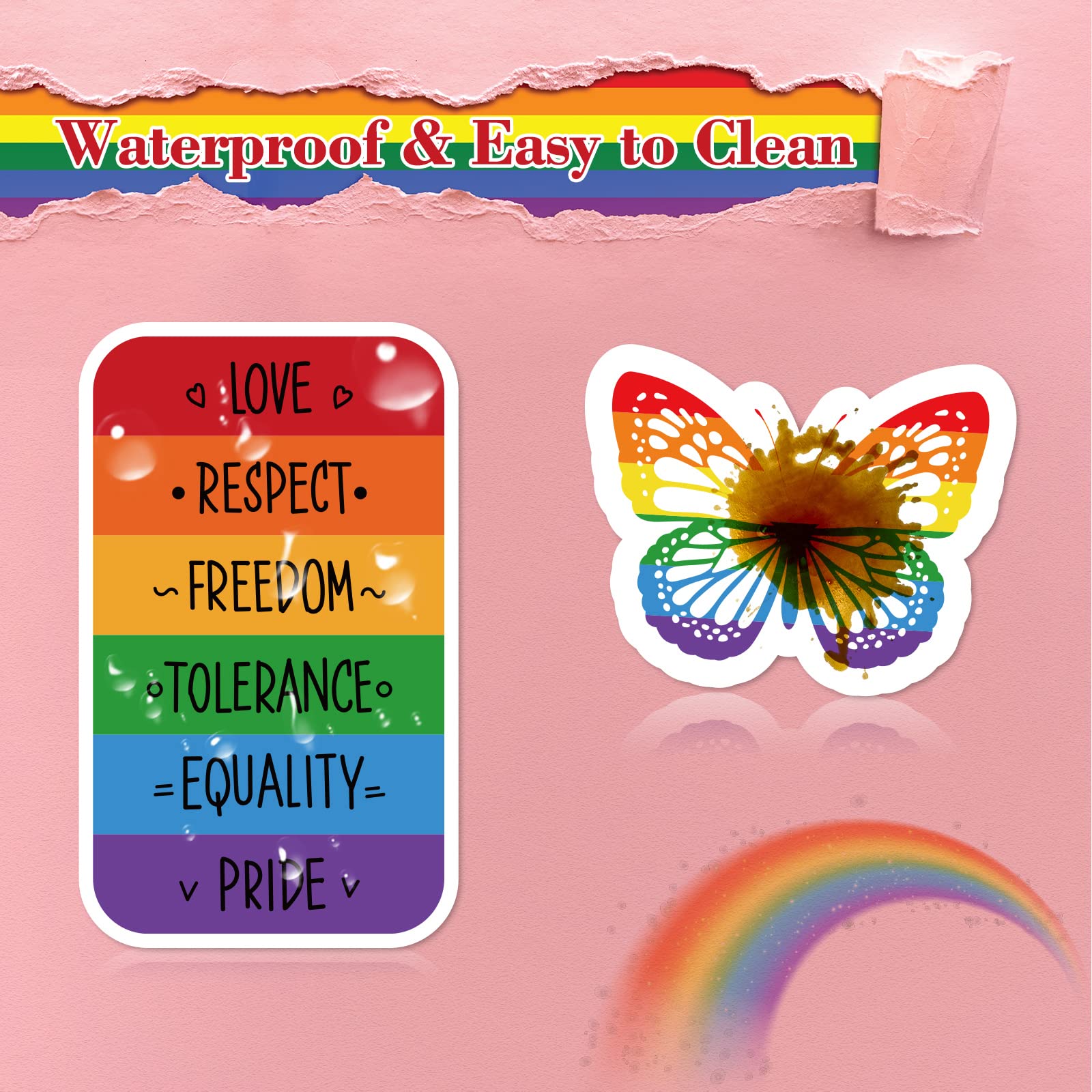 Whaline 12Pcs Rainbow Magnetic Stickers Love Is Love Car Magnet Bumper Sticker Gay Pride Gnome Love Wins Heart Fridge Magnet Dec