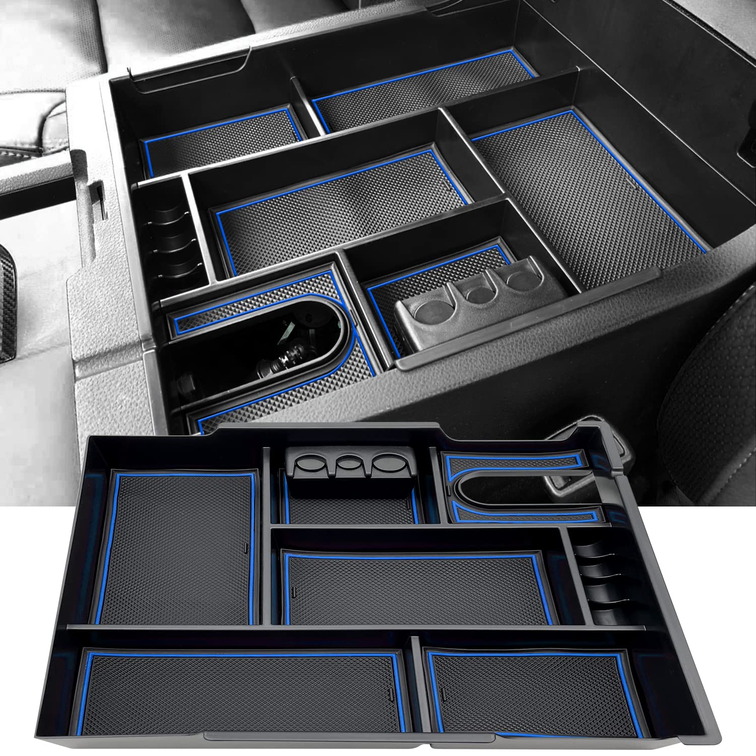 Jojomark Compatible With Toyota Tundra Accessories Center Console Tray Organizer Fits For Toyota Tundra 2014-2020 2021 Insert Ab