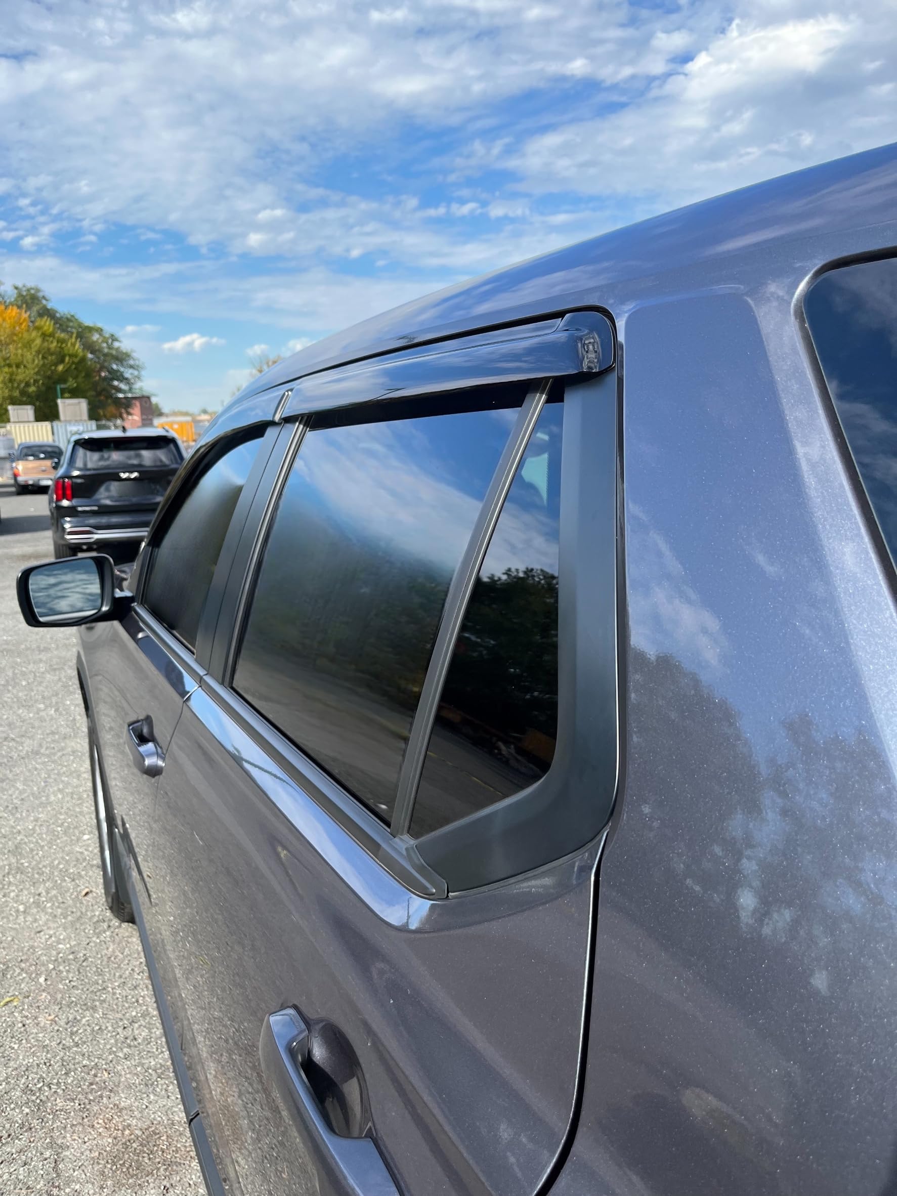 Optimal Co Tape-On Rain Guards for Honda Pilot 2023-2026, Acrylic, Black, Smoke Tinted Vent Shades, Model HOPLVS23
