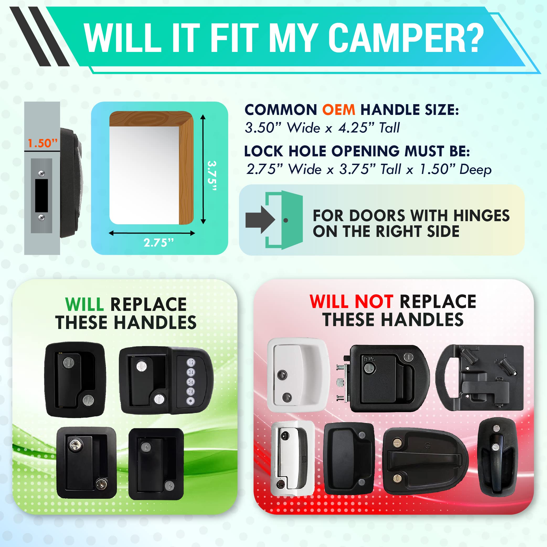 LATCH.IT Black RV Door Latch - 2 Keyed Alike Metal Locks for Travel Trailers, Easy to Install, Includes 4 Keys
