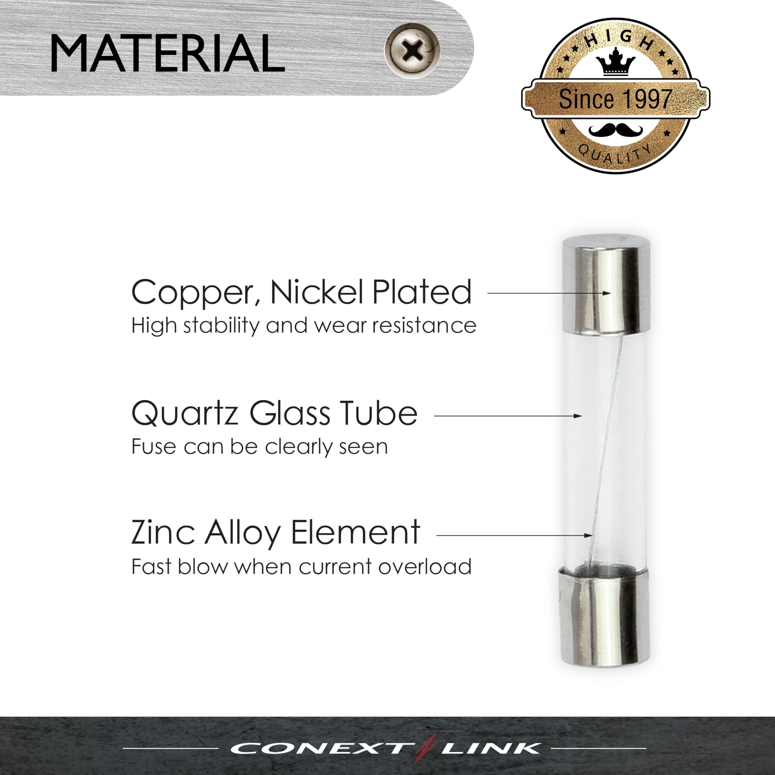 Conext Link Agc1-25 Nickel Agc Glass Tube Fuse 25 Pack (1 Amp) (14370)