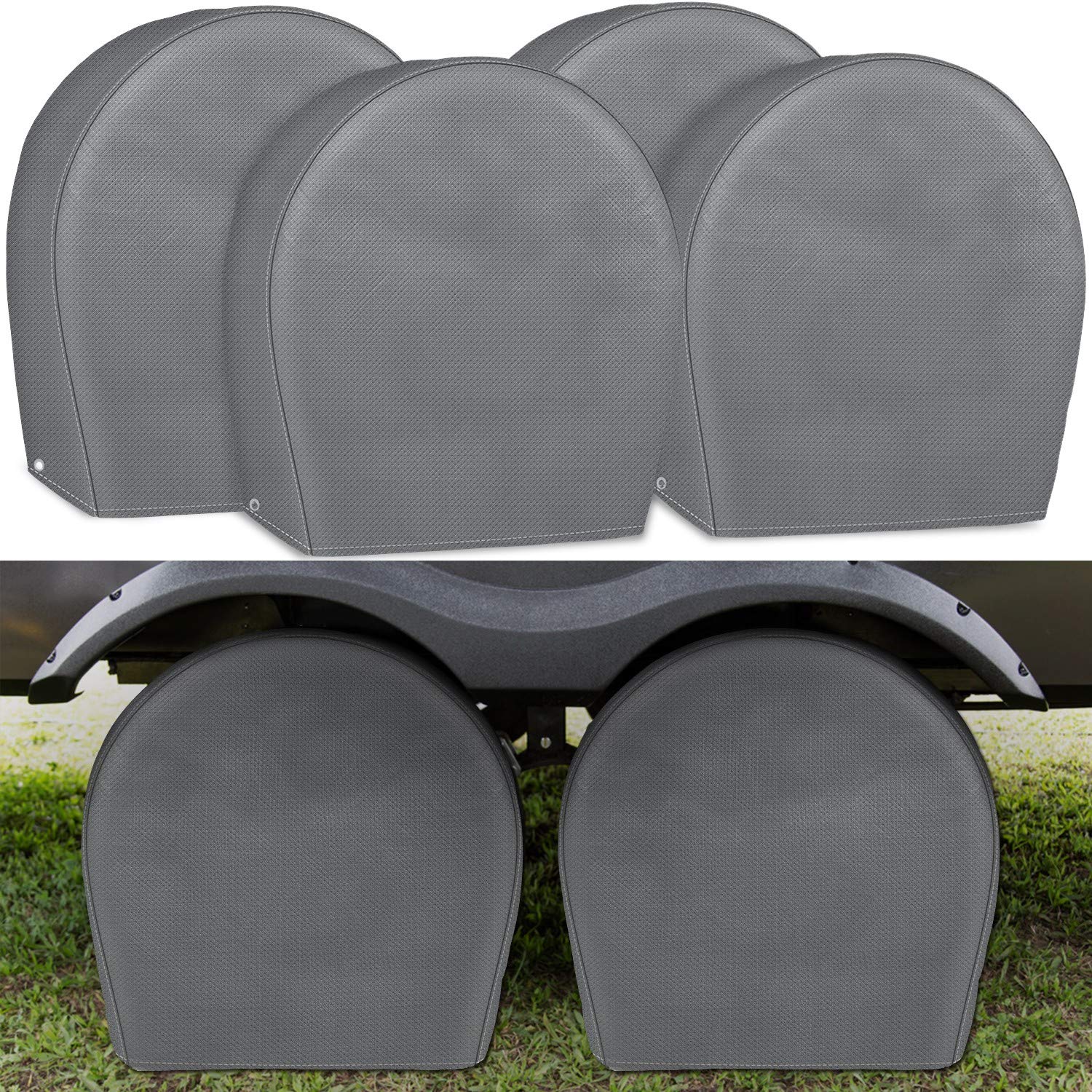 Leader Accessories 4-Pack Tire Covers - Non-Woven Wheel Protectors For Truck, Camper, Car, Jeep, Suv, Rv - Universal Fits 26.75'