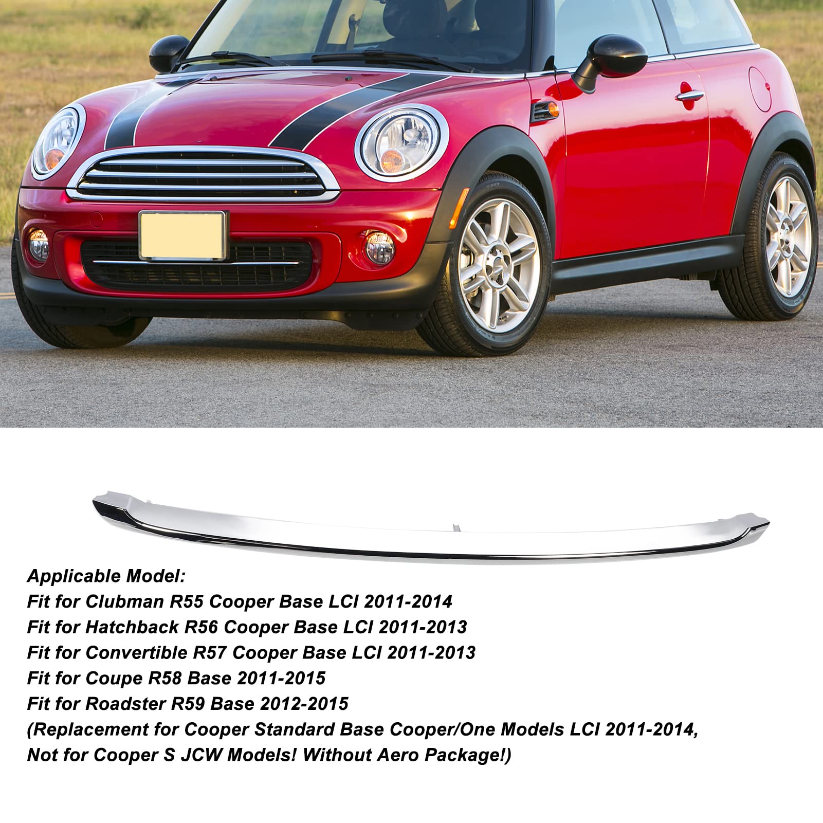 Front Lower Grille Trim Compatible With R55 R56 R57 2011-2014, 51112751624 Lower Hood Molding Grille Trim For Roadster R59 Base