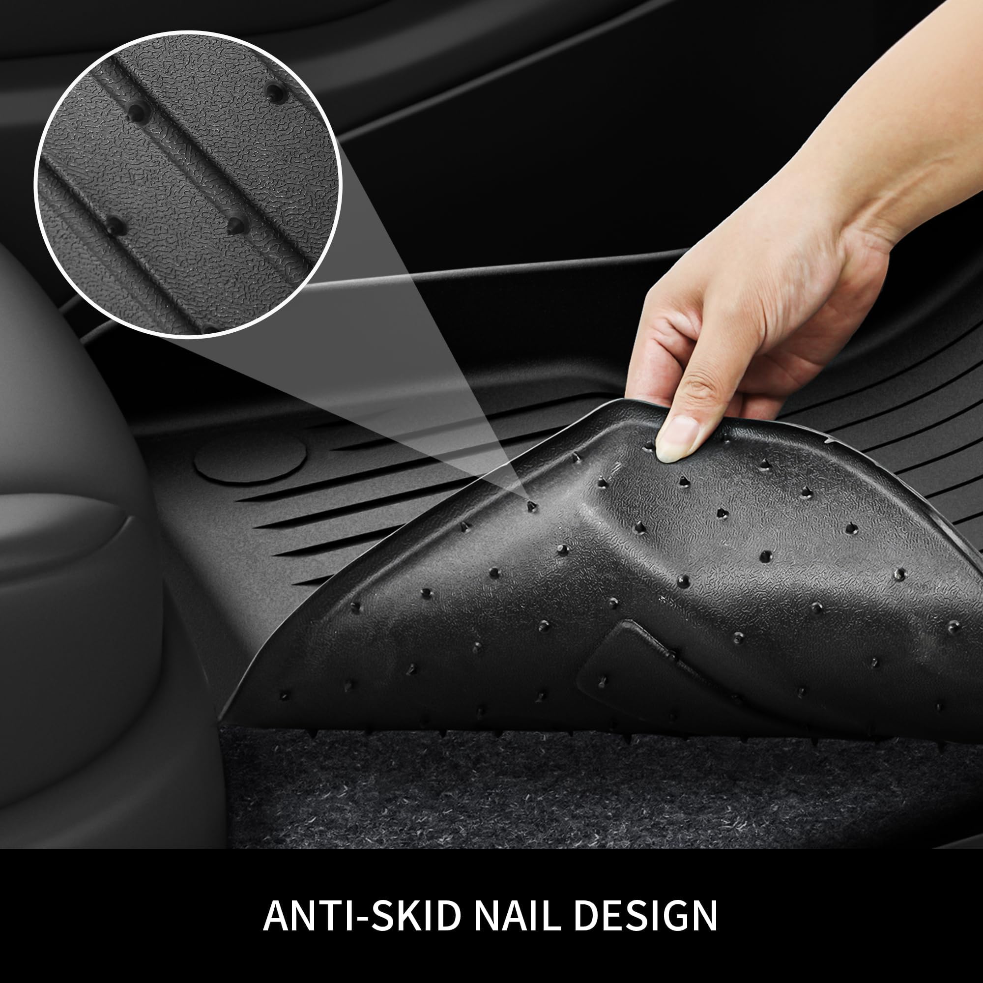 Oedro Floor Mats & Trunk Mat With Backrest Fits For Tesla Model Y 5-Seat 2024-2020 Custom Fit All Weather Durable Tpe Automotive