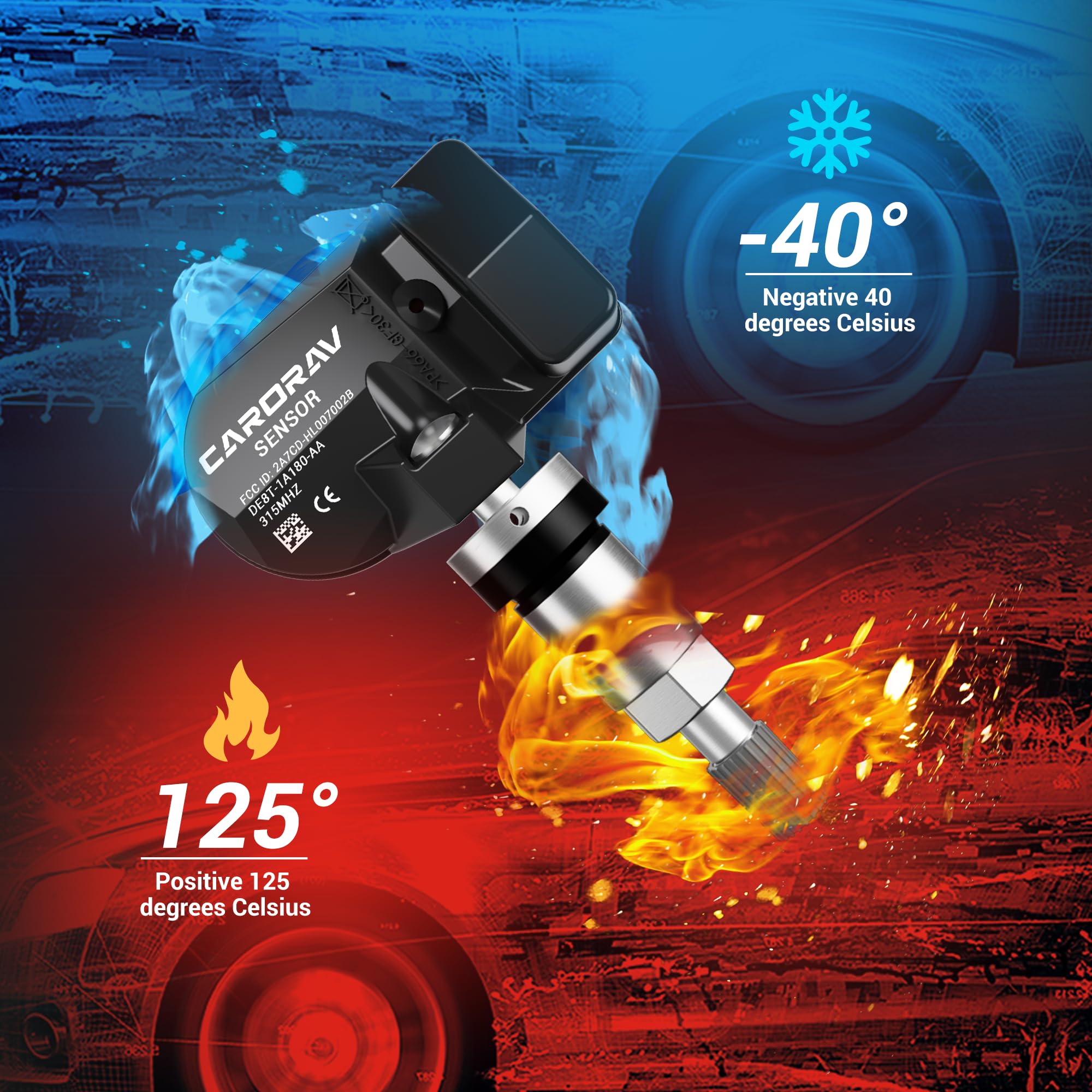 CARORAV 1-Pack TPMS Sensor, 315MHZ Tire Pressure Monitoring System Sensor fit for Ford F150 F250 F350 Explorer Focus Fusion, Lin