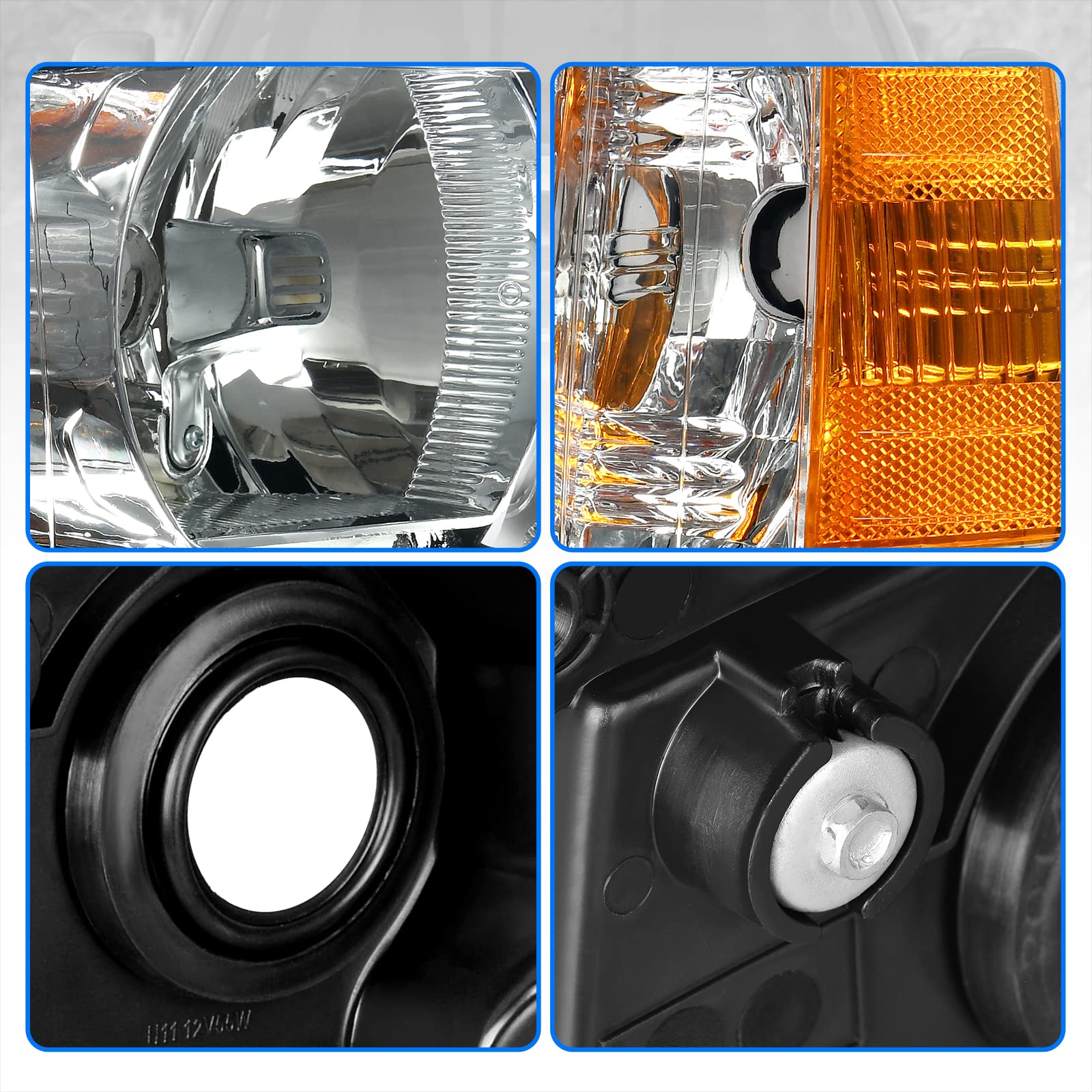 Dwvo Headlight Assembly Compatible With 2007-2013 Chevrolet Silverado 1500/2007-2014 Chevy Silverado 2500 Hd 3500 Hd Headlamp Re