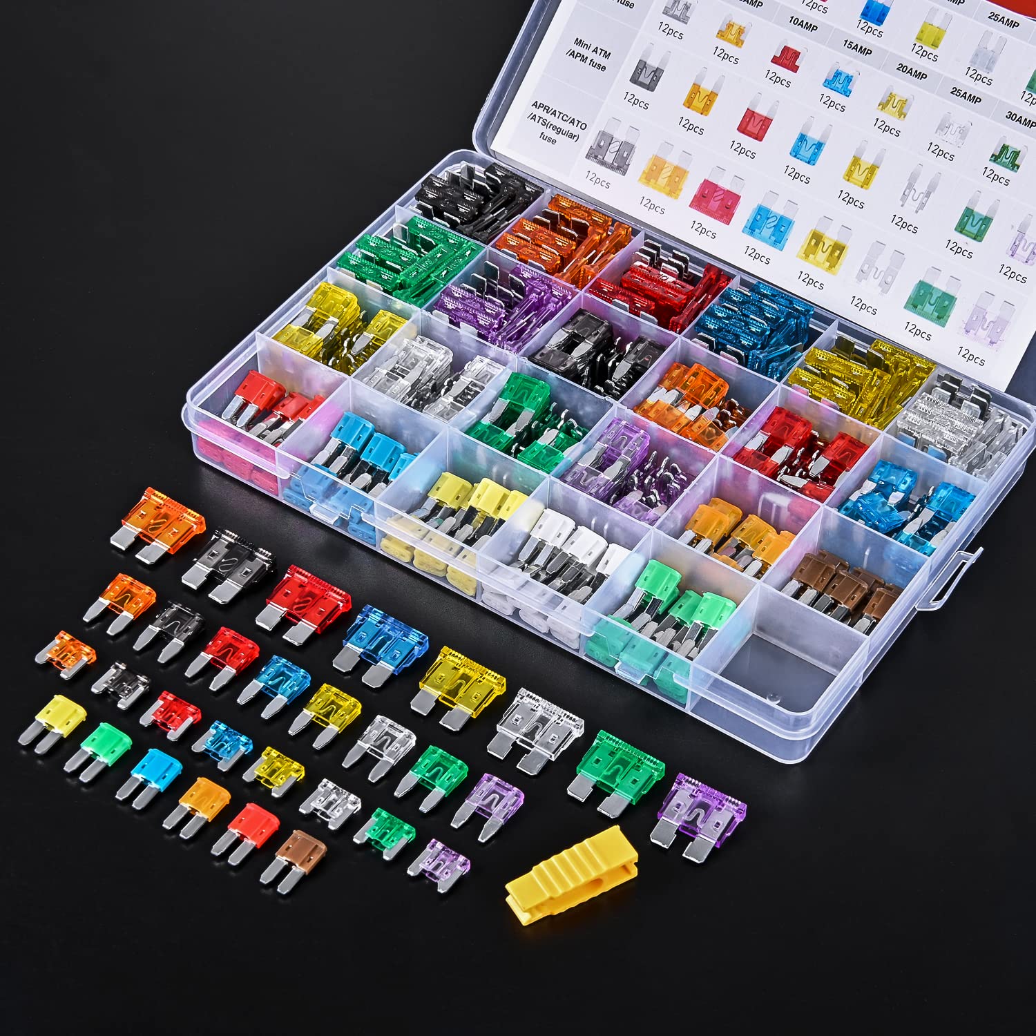 Nilight 372 PCS Car Fuses Assortment Kit - Mini/Micro2 Blade Fuses, Zinc, Multicolored, Model 50074D, 2-Year Warranty
