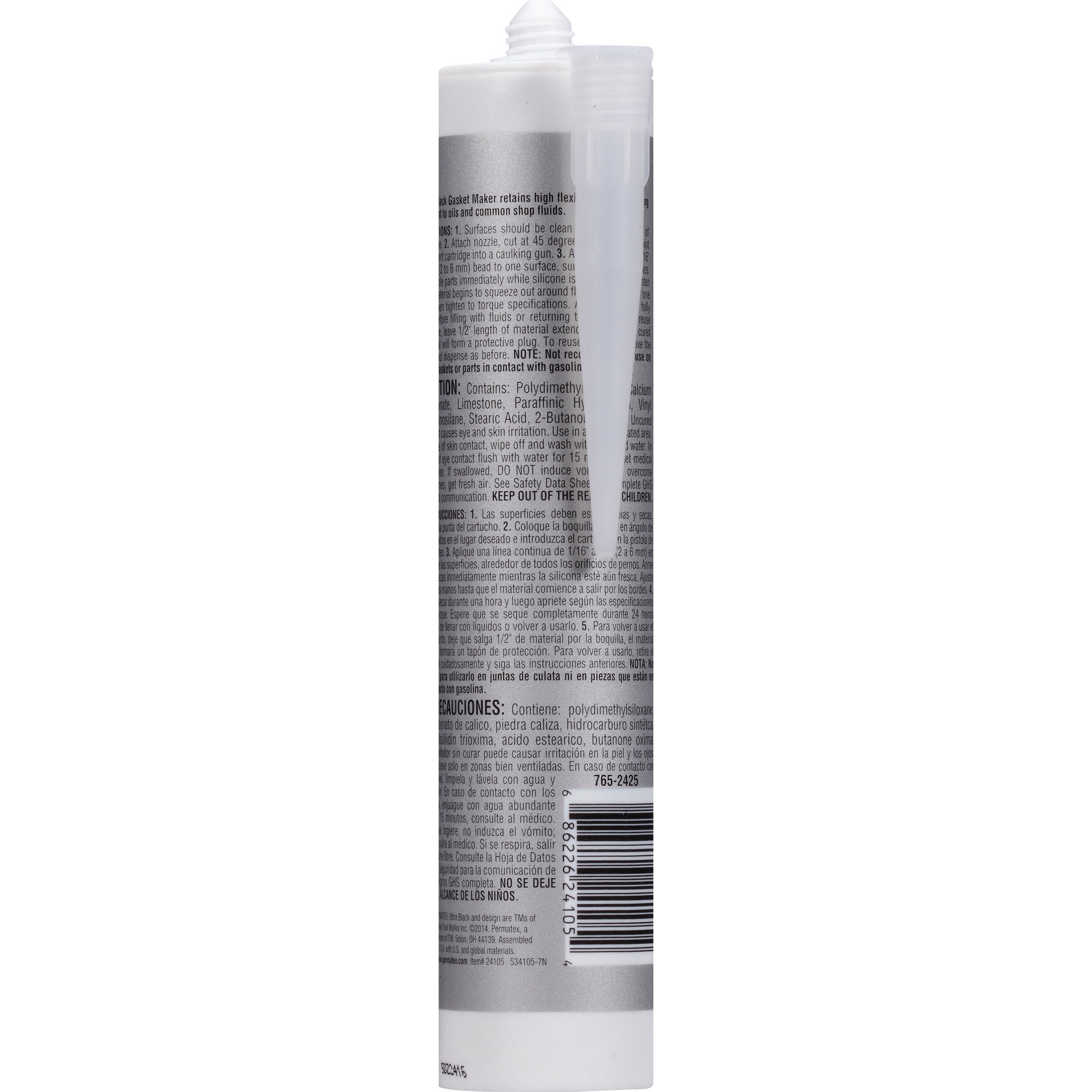 Permatex Ultra Black RTV Silicone Gasket Maker, 13 oz, Pack of 12, Maximum Oil Resistance, Black, Model 24105-12PK