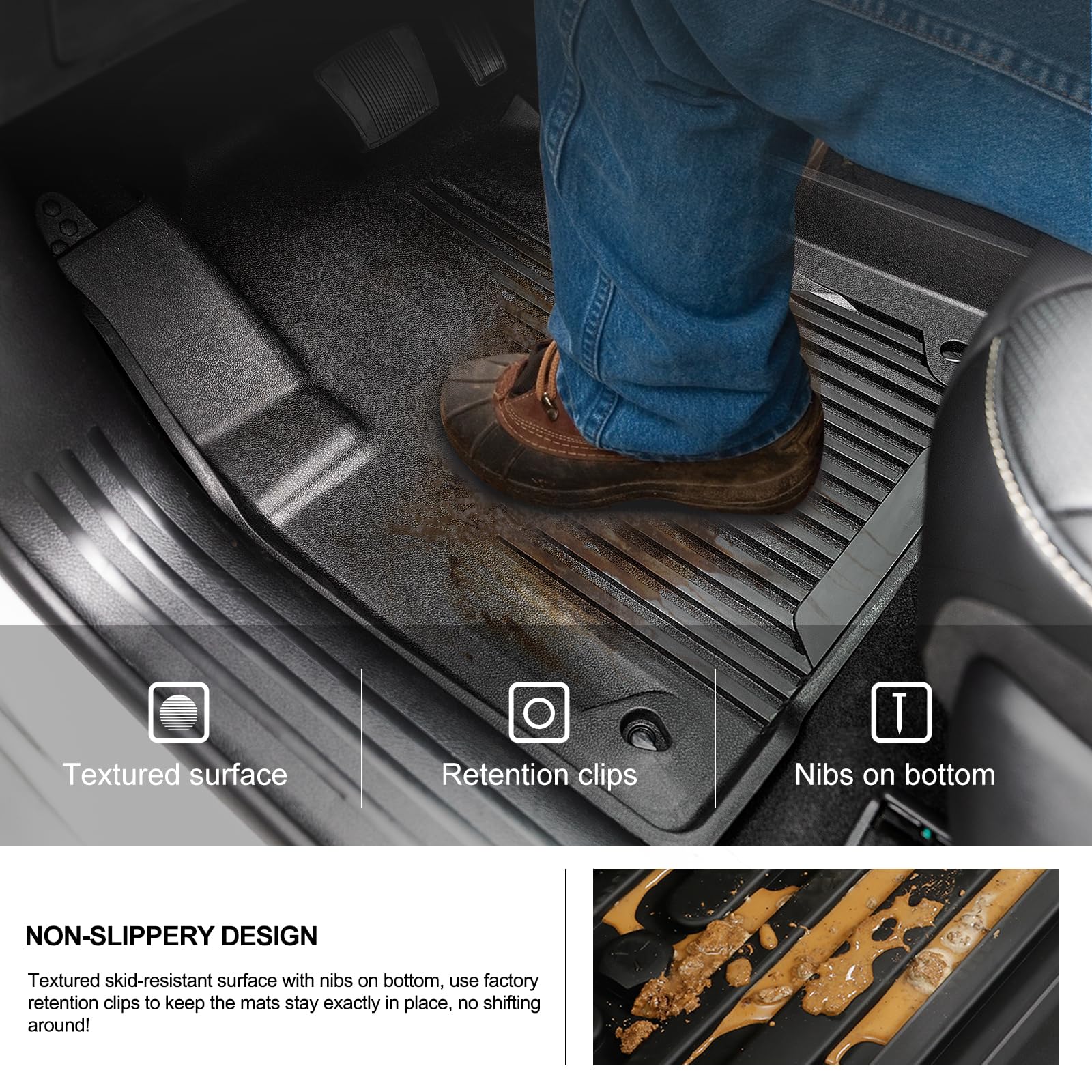 Kiwi Master Floor Mats & Cargo Liner Set For 2014-2023 Jeep Cherokee All Weather Mat Front & Rear 2 Row Seat Trunk Tpe Slush Lin