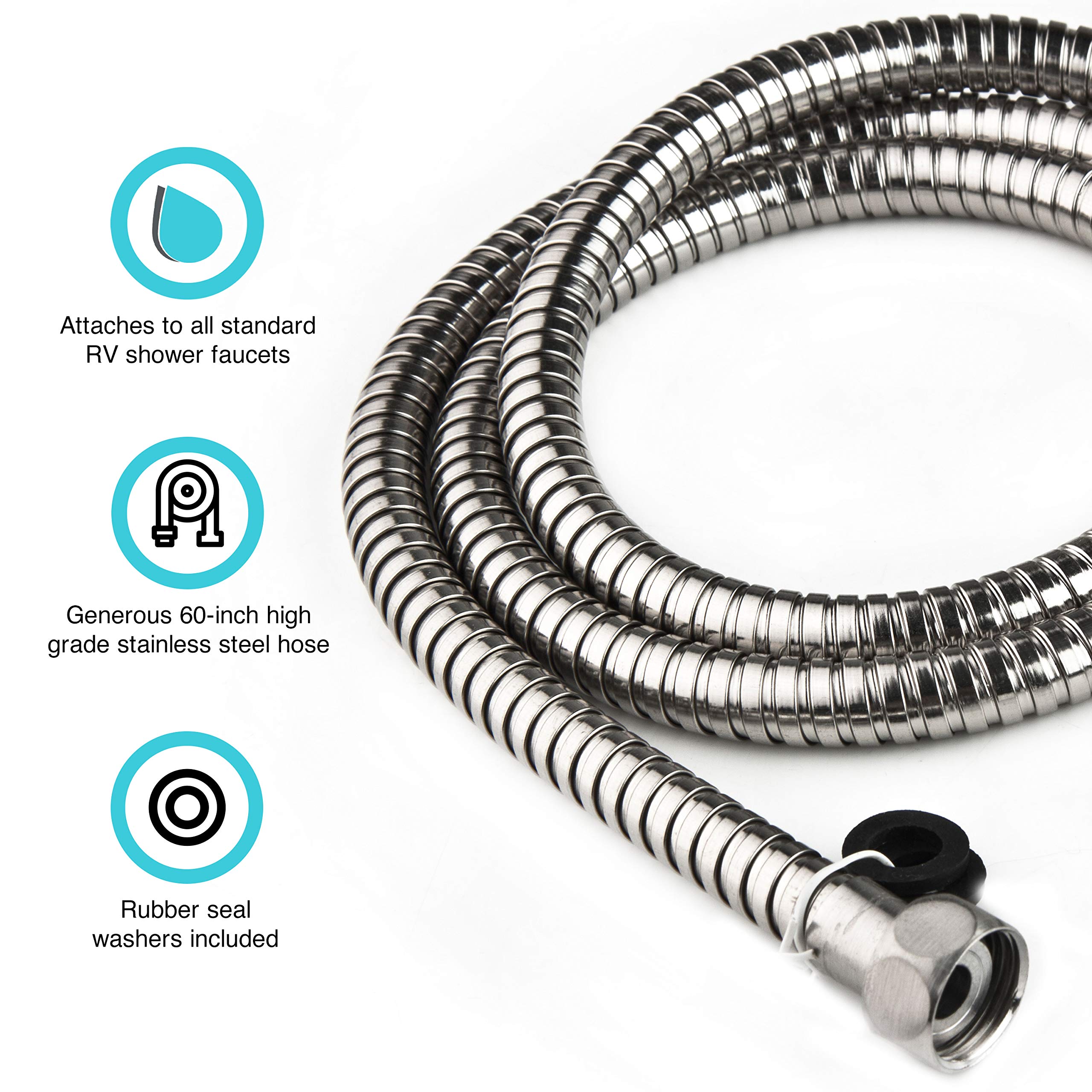 Dura Faucet Premium Rv Handheld Shower Wand And Hose Kit - Eco-Friendly On/Off Switch (Chrome)