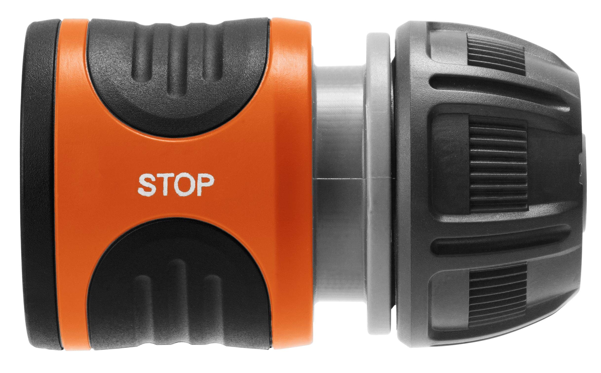 Gardena 32913 1/2" Hose Repair Connector with Water Stop, Brass, Black/Orange/Grey