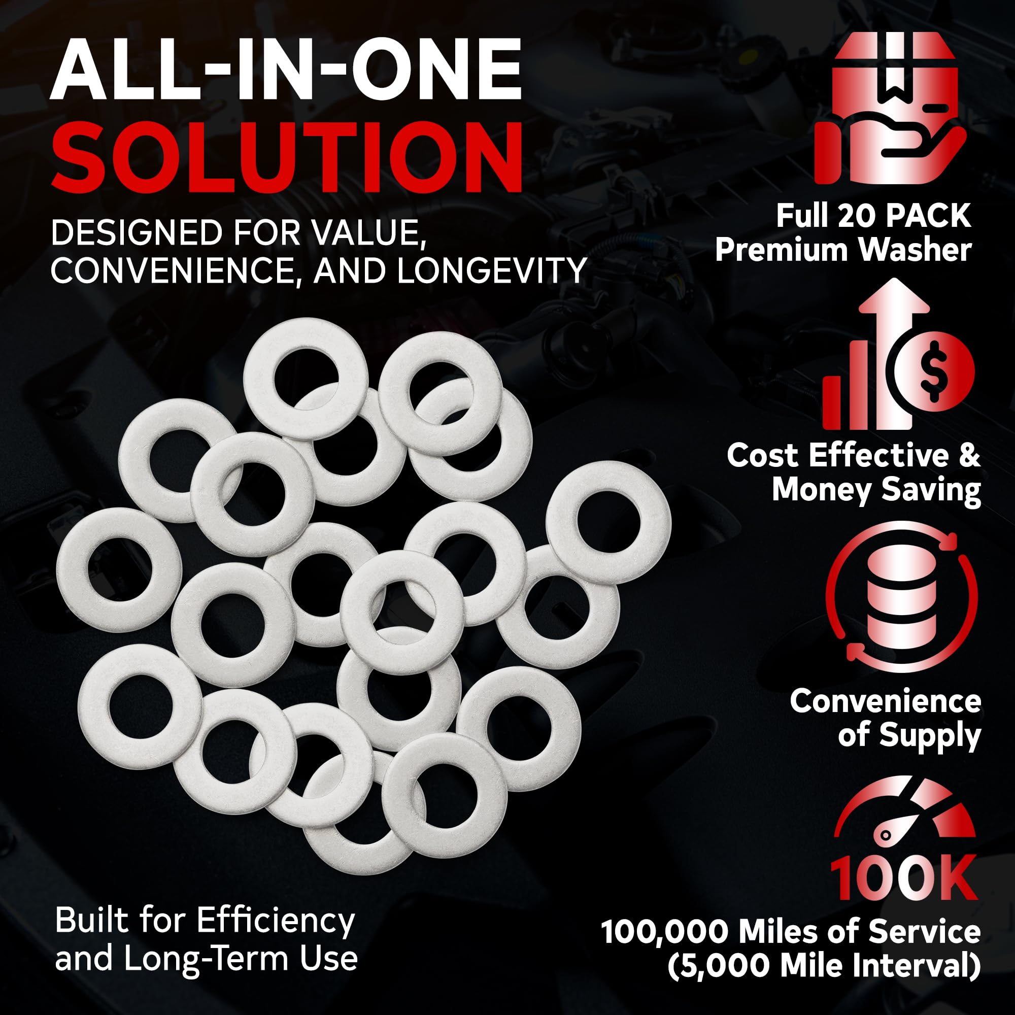 Votex - Made In Usa - Acwm12-20 Pack - M12 Aluminum Oil Or Coolant Crush Washers/Drain Plug Seal Ring Gasket