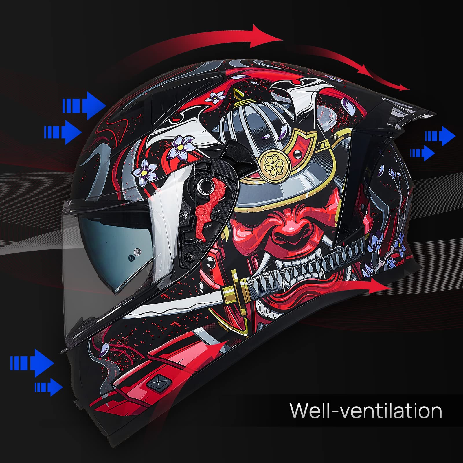 ILM Motorcycle Helmet Full Face DOT Certified, Armor Red, XX-Large, Model Z501, Pinlock Compatible with Clear & Tinted Visors