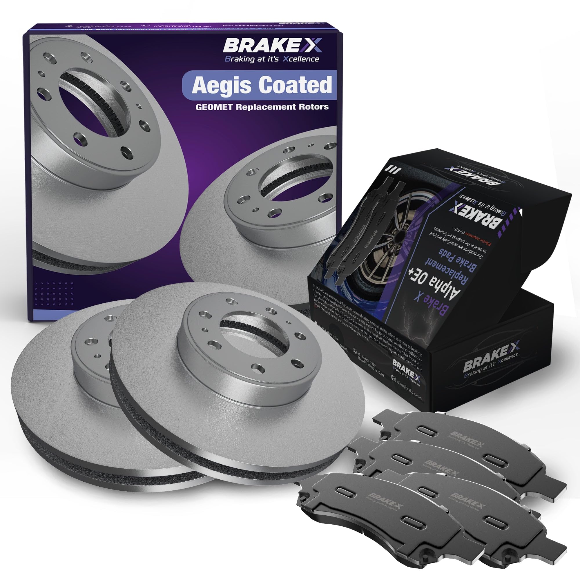 Brake X Rear Brake Pads And Rotors Kit Replacement For 2010-2013 Acura Zdx | Aegis Geomet Coated Rotors And Alpha Ceramic Brake
