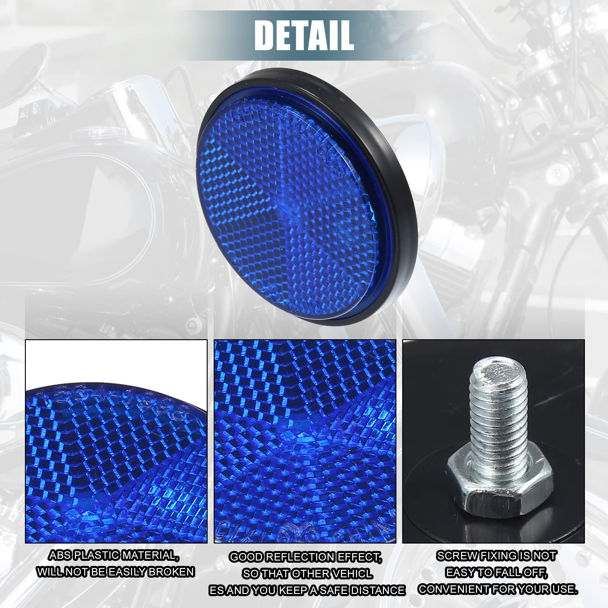 X Autohaux 2 Pcs Universal Round Shape Reflector For Motorcycle Garbage Cans Car Trailer Truck And Bike Blue