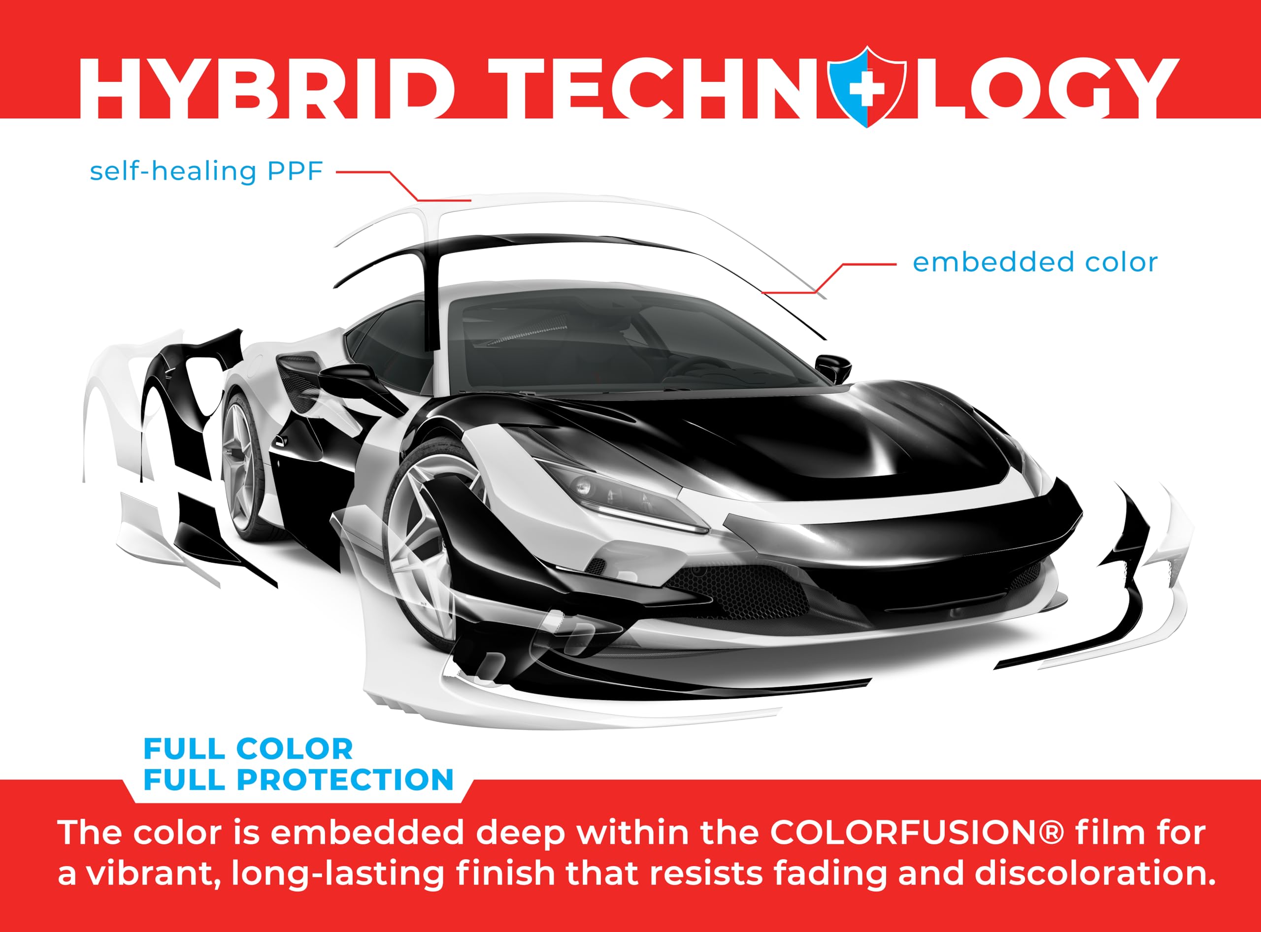 VViViD ColorFusion PPF Vinyl Car Wrap - Gloss Piano Black, 6ft x 5ft, Dry Apply, Model ColFusGlsPBlack6x5ft
