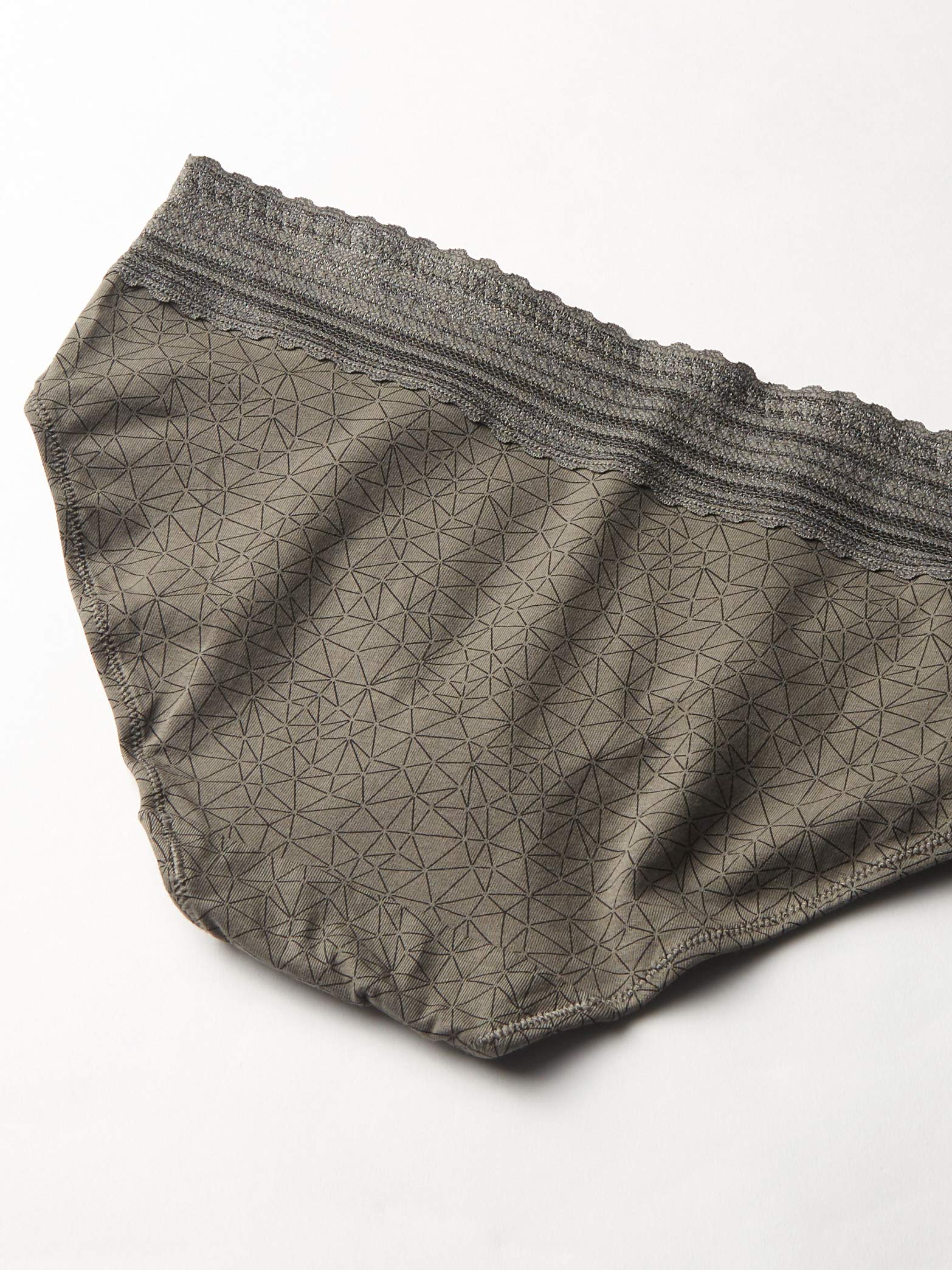 Warner's Blissful Benefits No Muffin Cotton Stretch Lace Hipster Panties, XX-Large, Stone Crystal Web/Platinum/Black, Model RU2263W