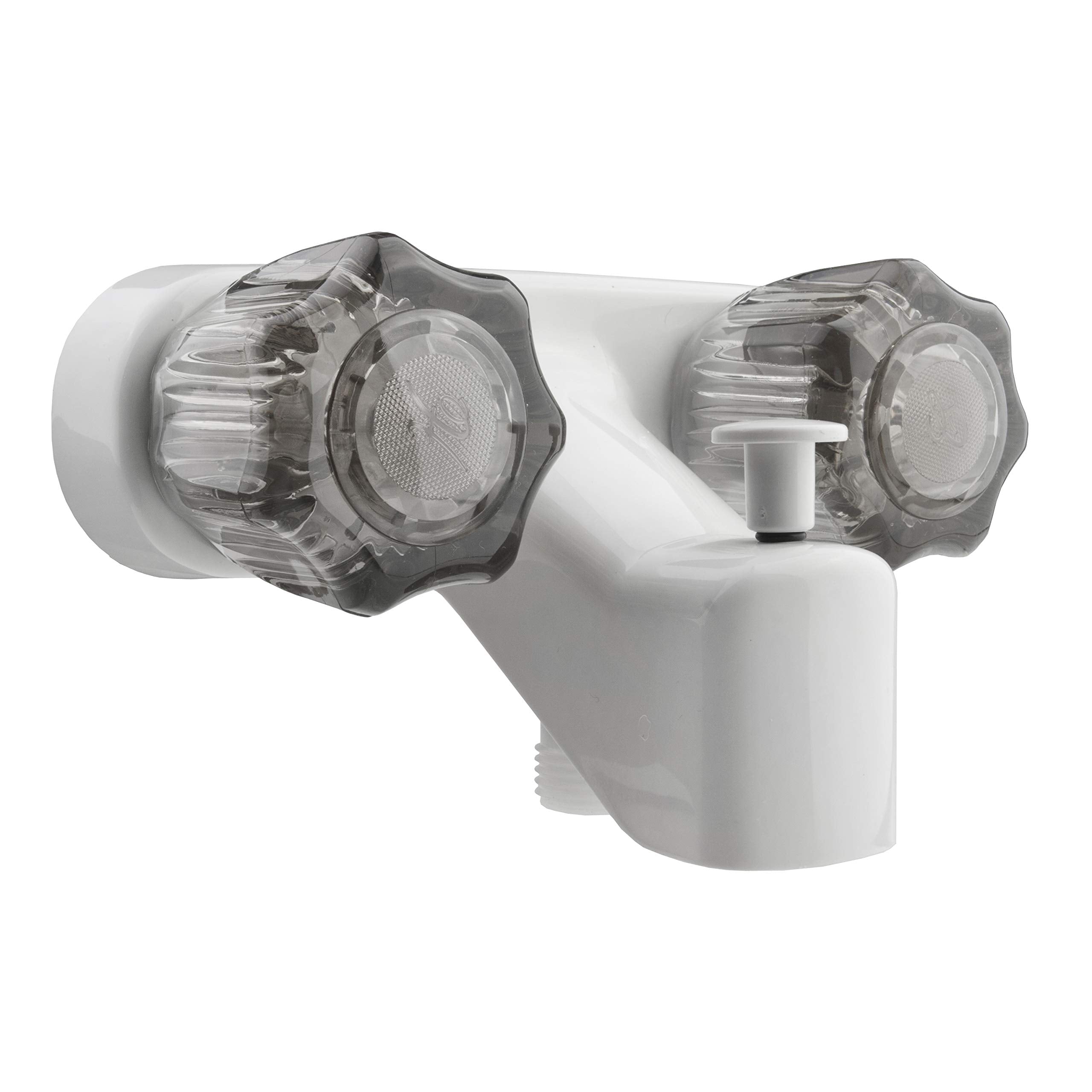 Dura Faucet Df-Sa110S-Wt Rv Tub & Shower Faucet Valve Diverter With Smoked Acrylic Knobs (White)
