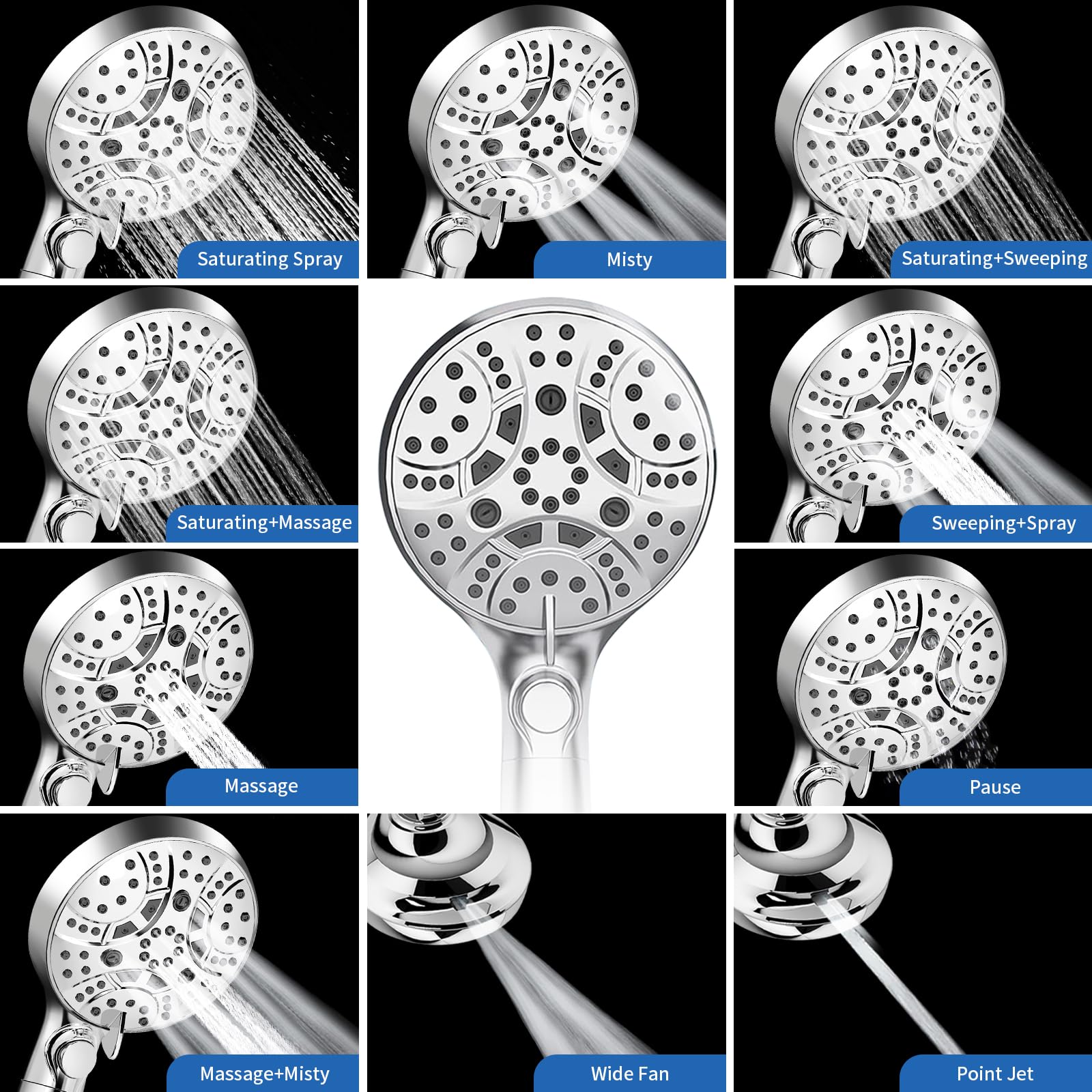 Watfigby Rv Shower Head With Hose, Shower Head With Handheld, 10 Modes High Pressure Shower Heads For Home/Rv/Camper/Travel Trai