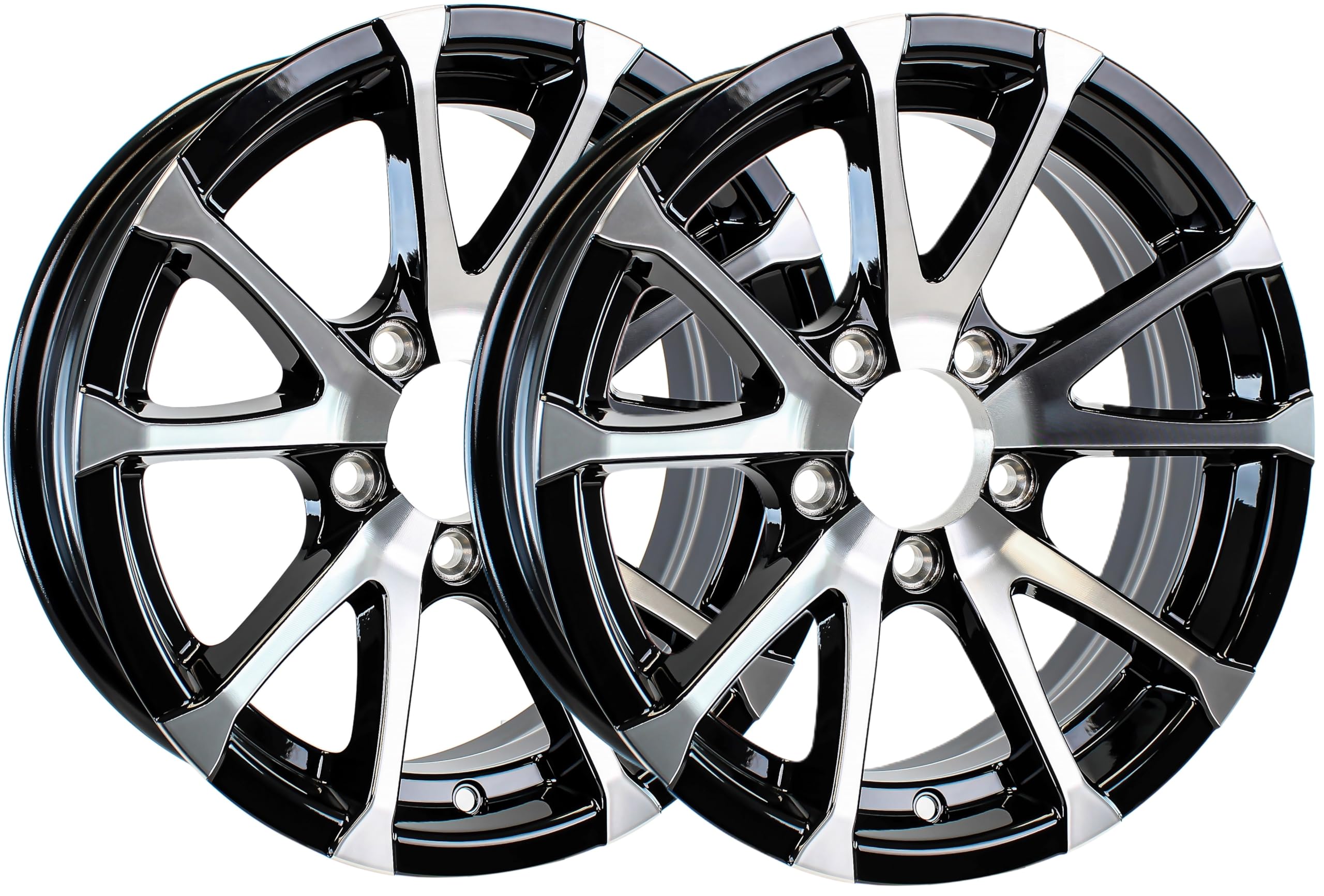 eCustomrim 2-Pack Aluminum Trailer Rims Wheels 5 Lug 13 in. Avalanche V-Spoke/Black
