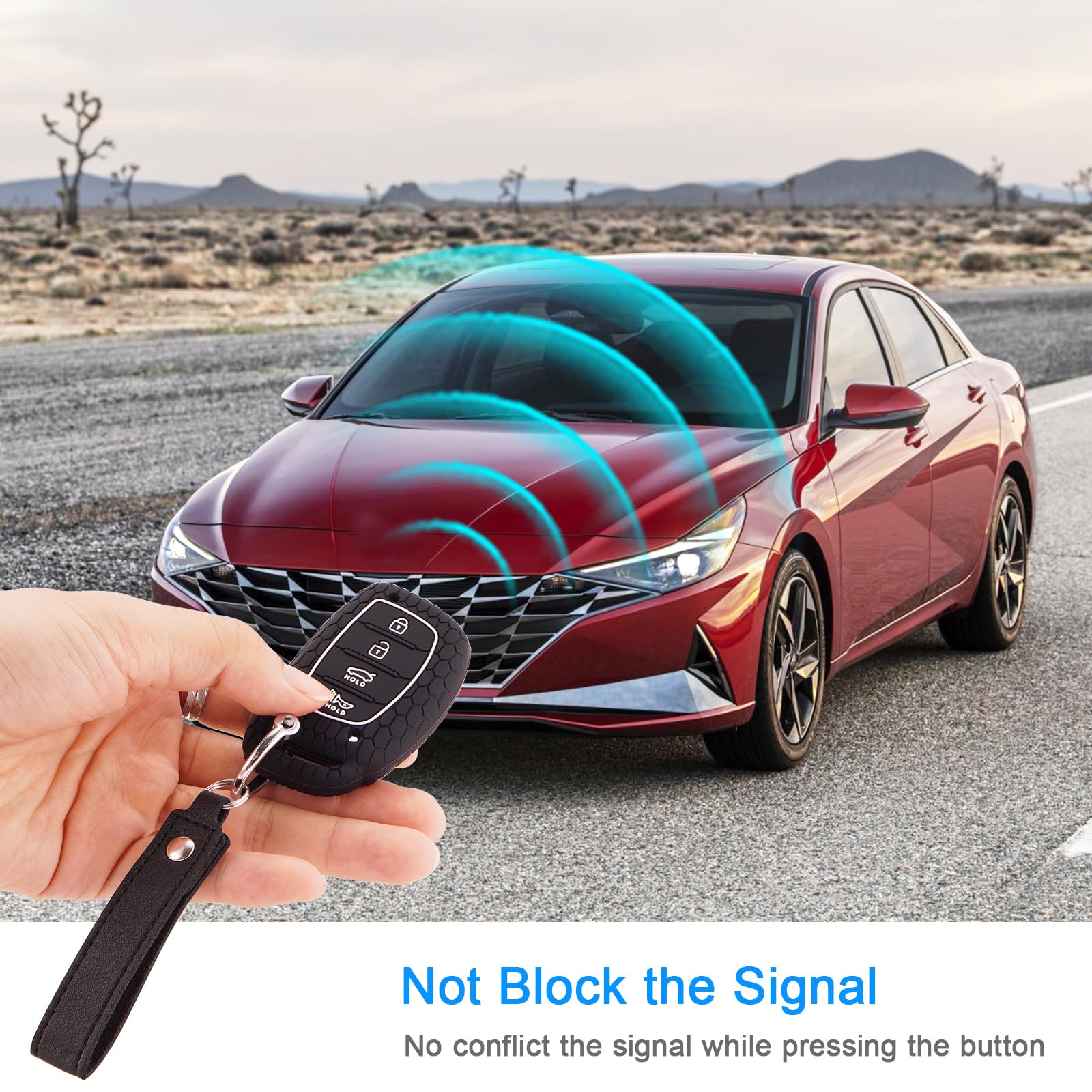 Koaudb For Hyundai Key Fob Cover With Keychain, Silicone Rubber Key Shell Case Protector Fit For Hyundai Elantra Elantra Gt Sona