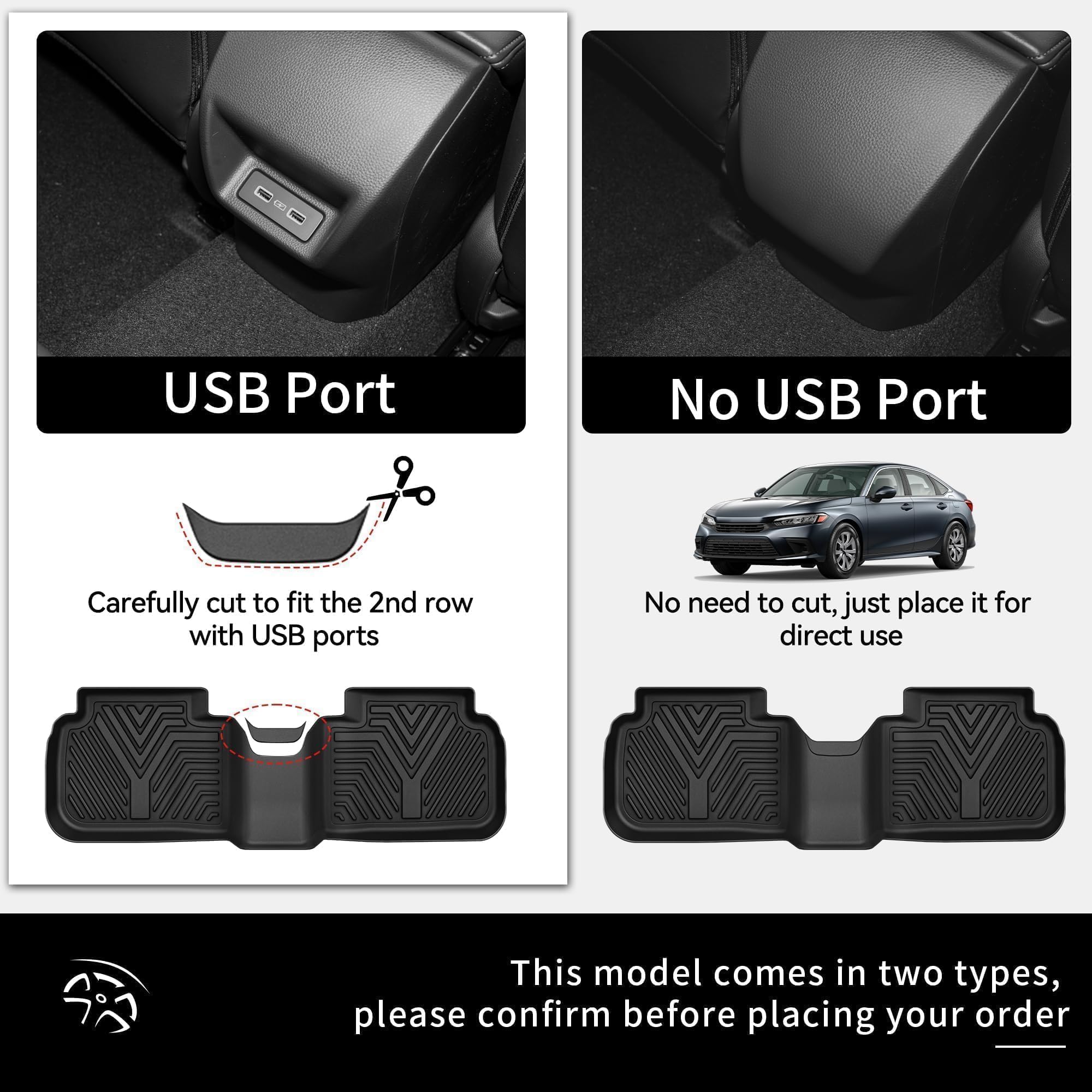 Yitamotor Floor Mats Compatible With 2022-2025 Honda Civic Sedan Only(Not For Hatchback), Black Tpe All Weather Car Floor Liners