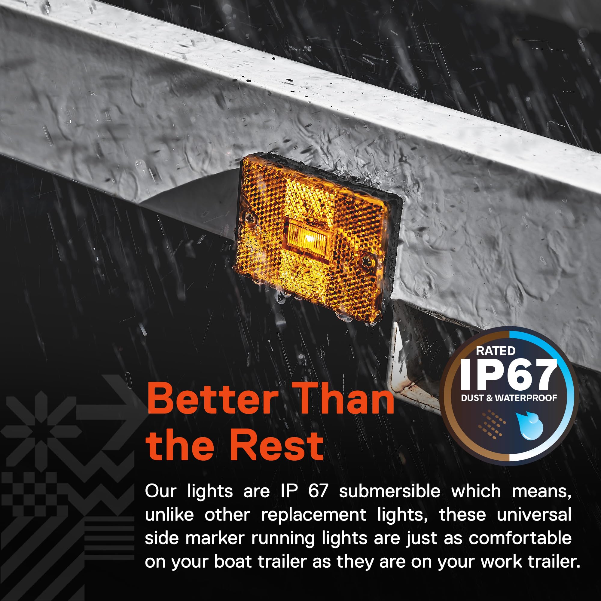 True Mods 4Pc 2X3 3X2 Inch Amber Led Stud-Mount Side Marker Light [Dot Fmvss-108] [Sae Ap2] [Ip67 Waterproof] [Integrated Reflec