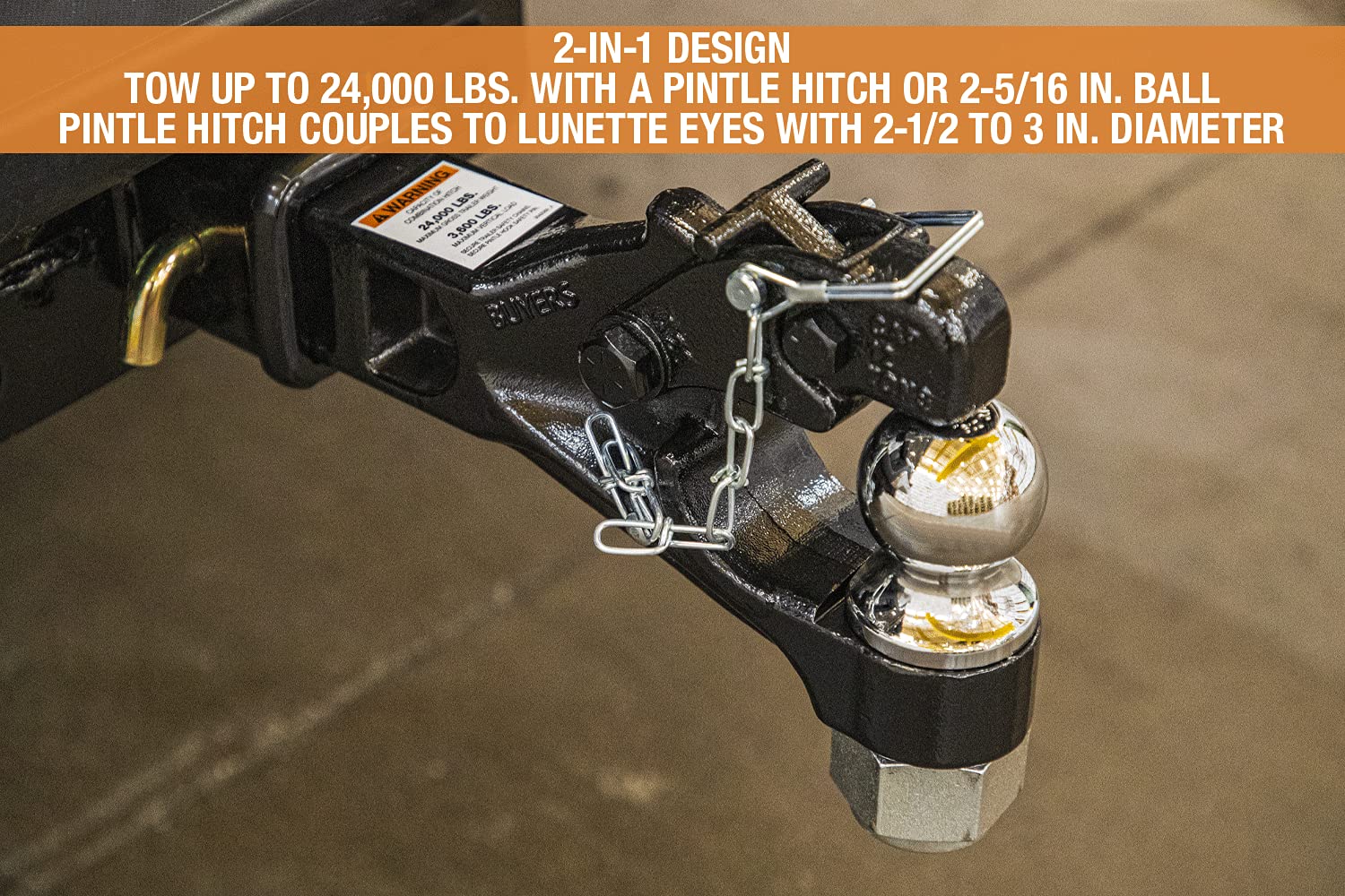 Buyers Products 12 Ton Combination Hitch - 2-1/2 Inch Receiver, 2-5/16 Inch Ball -Rm122516