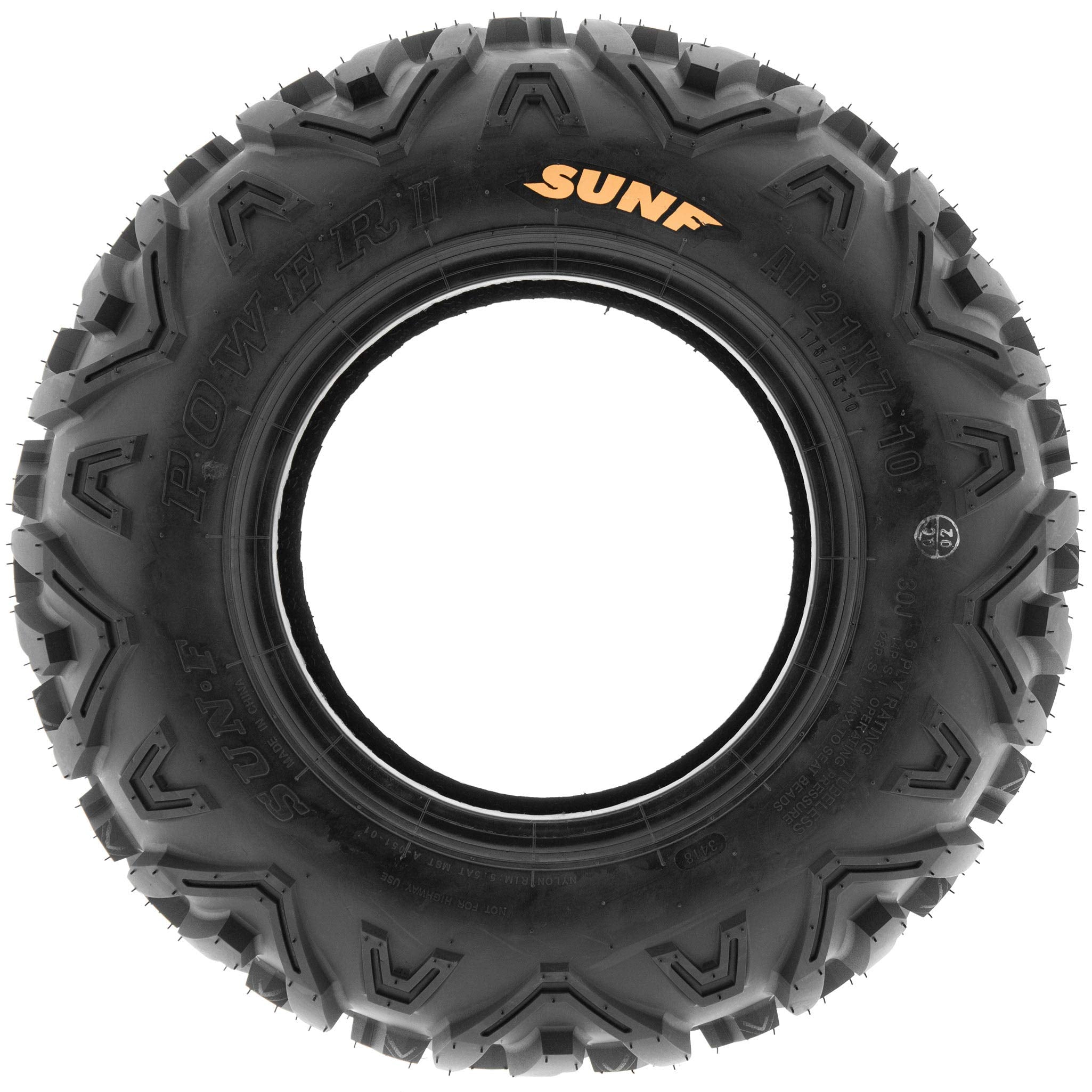 SUNF Set of 4 All-Terrain ATV UTV Tires, 19x7-8 Front & 22x10-10 Rear, Rubber, Black, 6 PR, Model A051