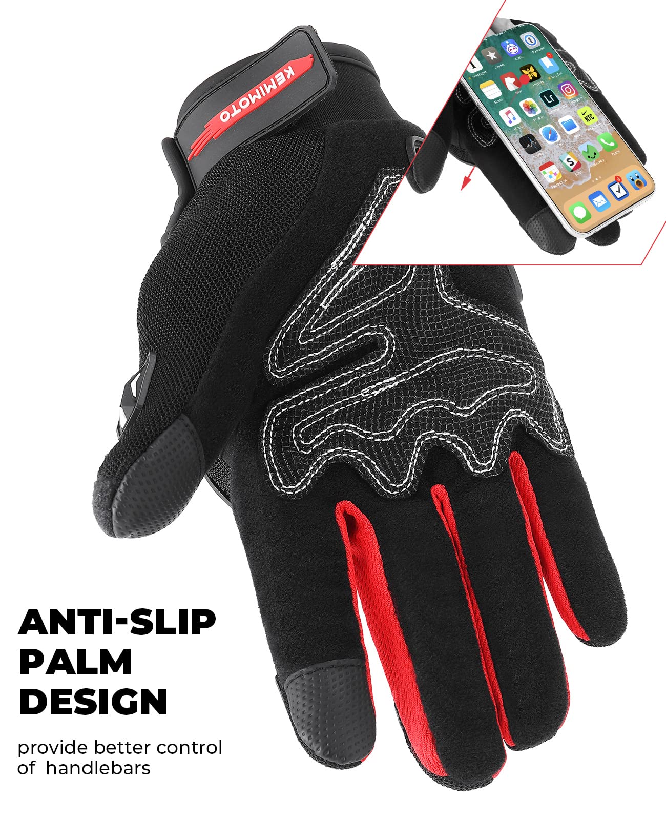 Kemimoto Motorcycle Gloves, Touch Capable Riding Gloves With Hard Knuckle, For Men Outdoor Sports Riding Cycling Motorcross Motorbike Racing Dirt Bike Atv Utv Outdoor Gloves