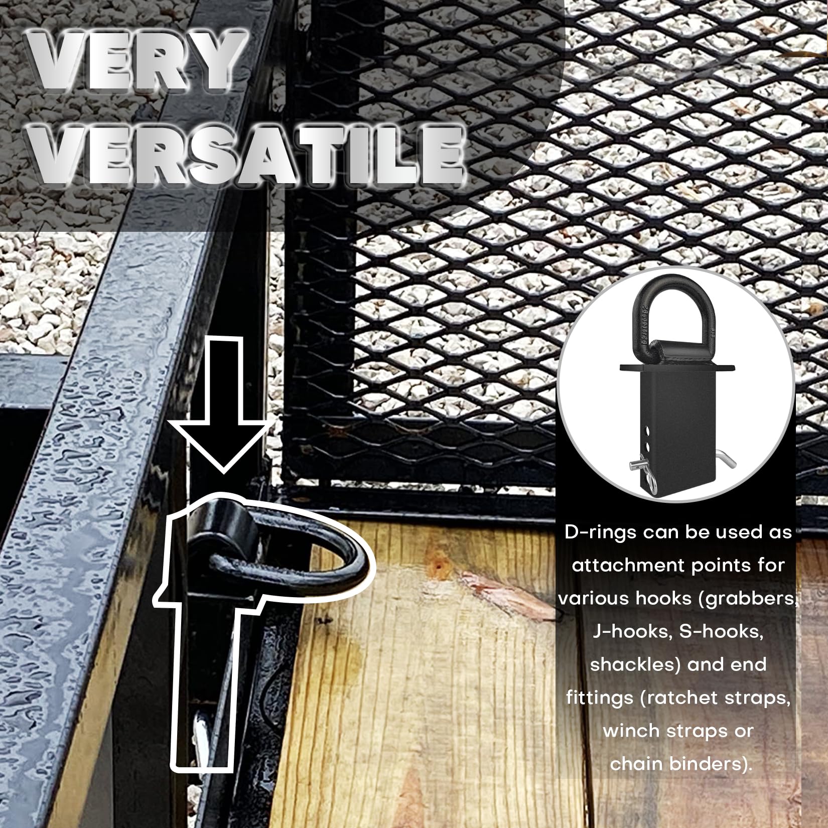 Vonlx Stake Pocket D Rings 4Pcs 18000Lbs Heavy Duty Removable D-Ring Stake Pocket Tie Down For Utility Trailers And Flatbeds Wit