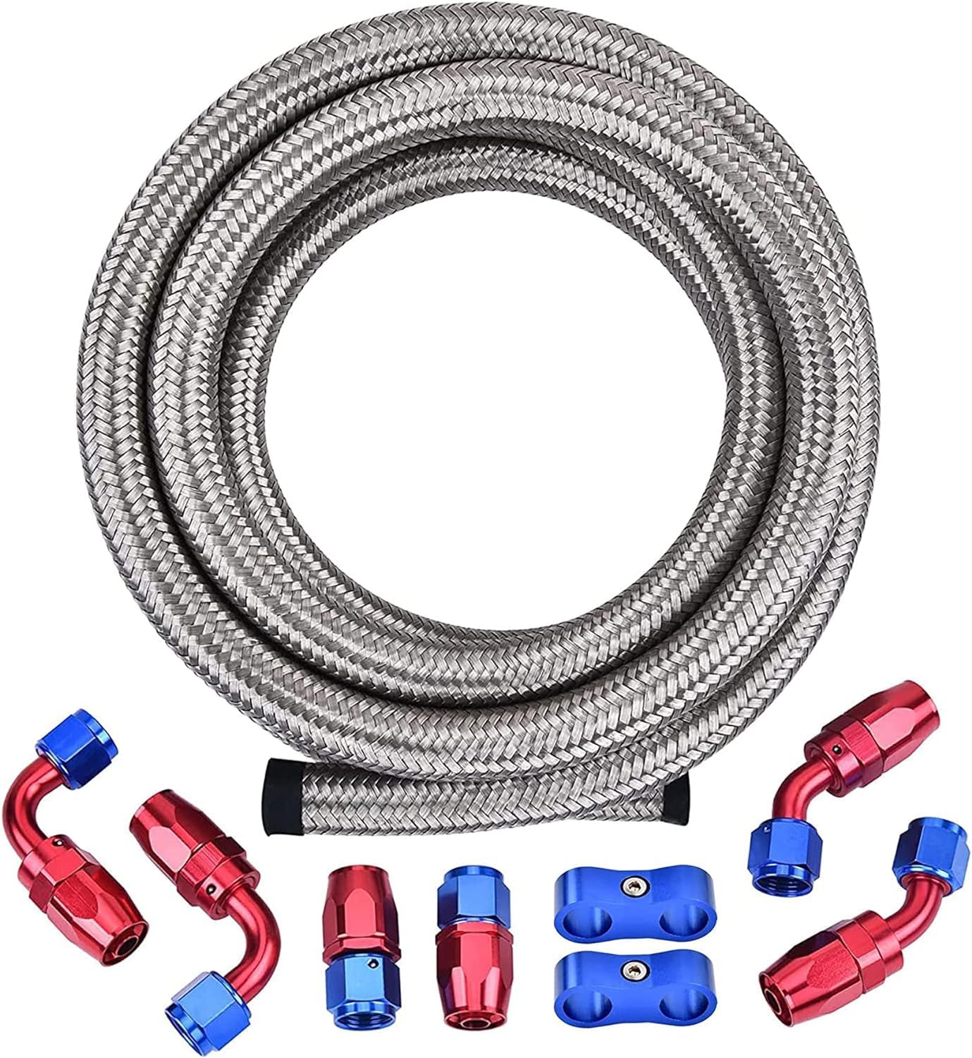EVIL ENERGY 4AN Fuel Line Kit,AN4 Braided Nylon Fuel Hose CPE 10FT Silver