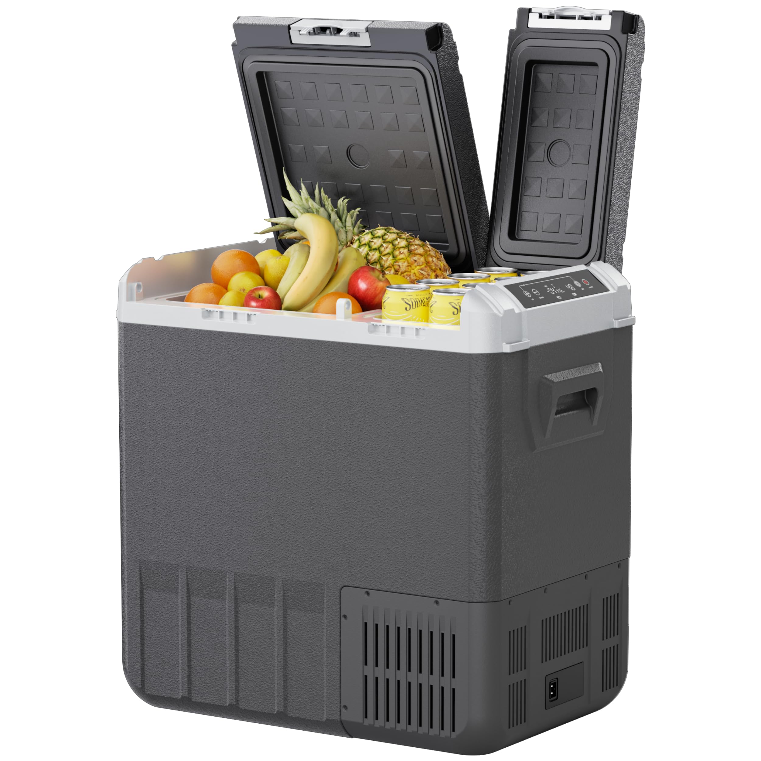 EKOJUCE 12 Volt Car Refrigerator, 58QT(55L) Electric Cooler, Dual Zone Portable Freezer with 12/24V DC & 100-240V AC, -4?-68?, C
