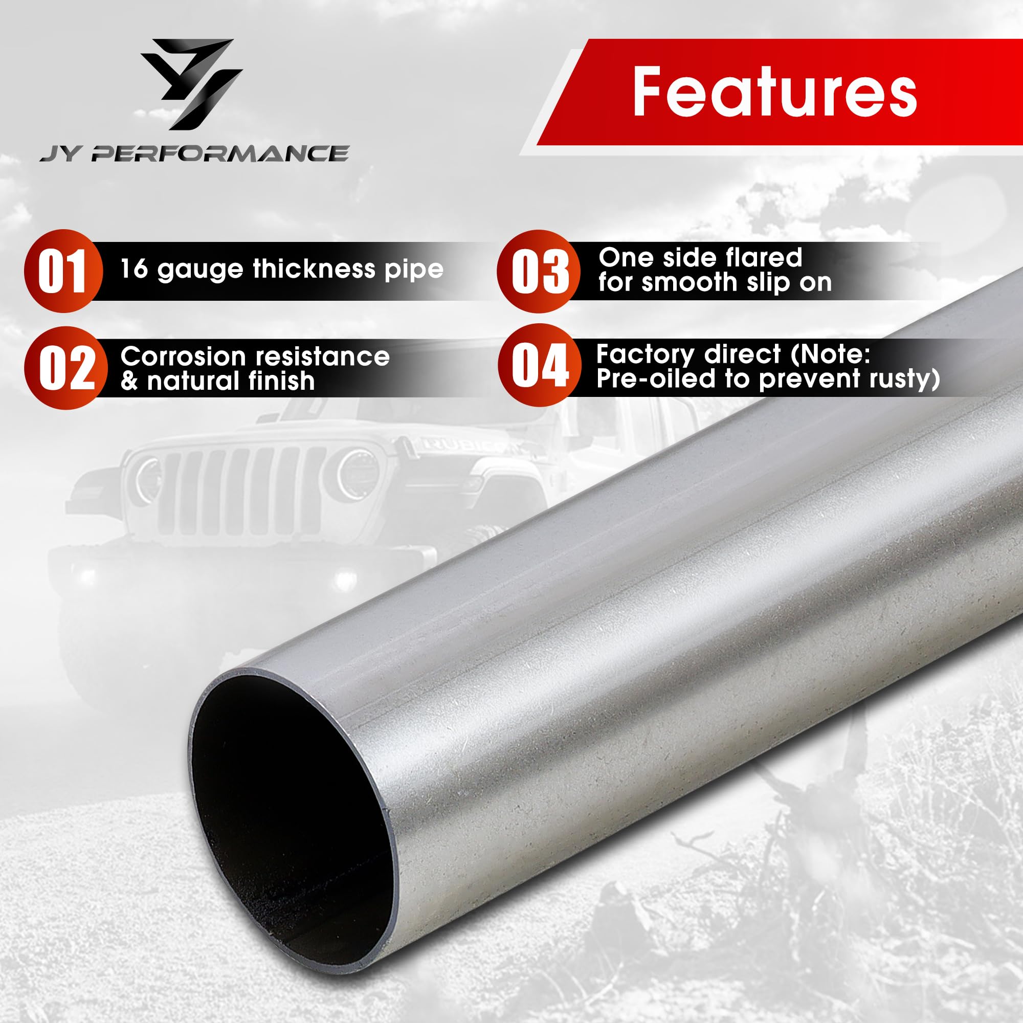 Yolando 2'' Custom Exhaust Kit Universal Mild Steel 16 Gauge Tubing Mandrel Bend Pipe Straight & U-Bend - 16Pcs