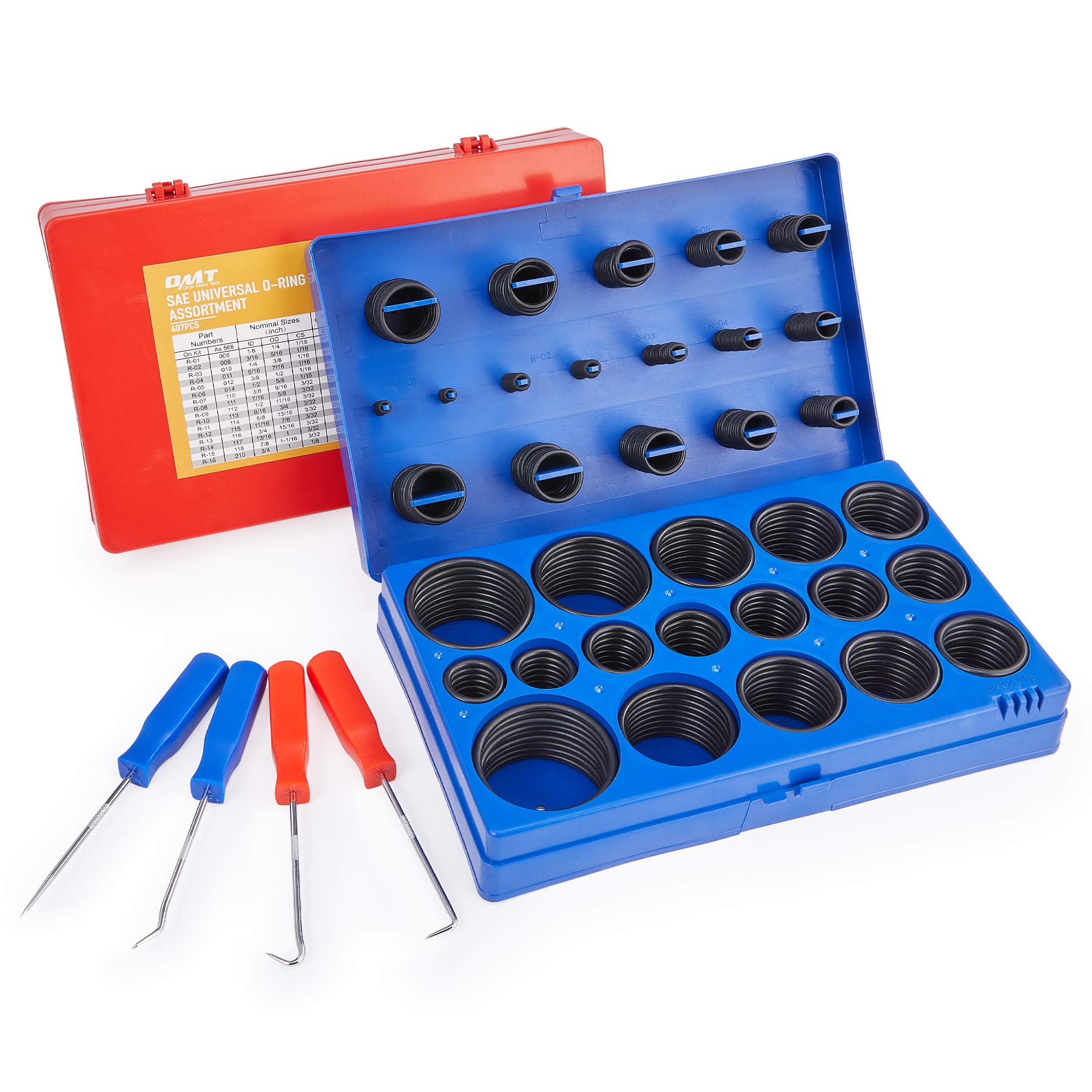Orion Motor Tech 826pc Universal O Ring Assortment Kit in 32 Sizes | SAE and Metric O Ring Kit for Plumbing Automotive Faucet Re
